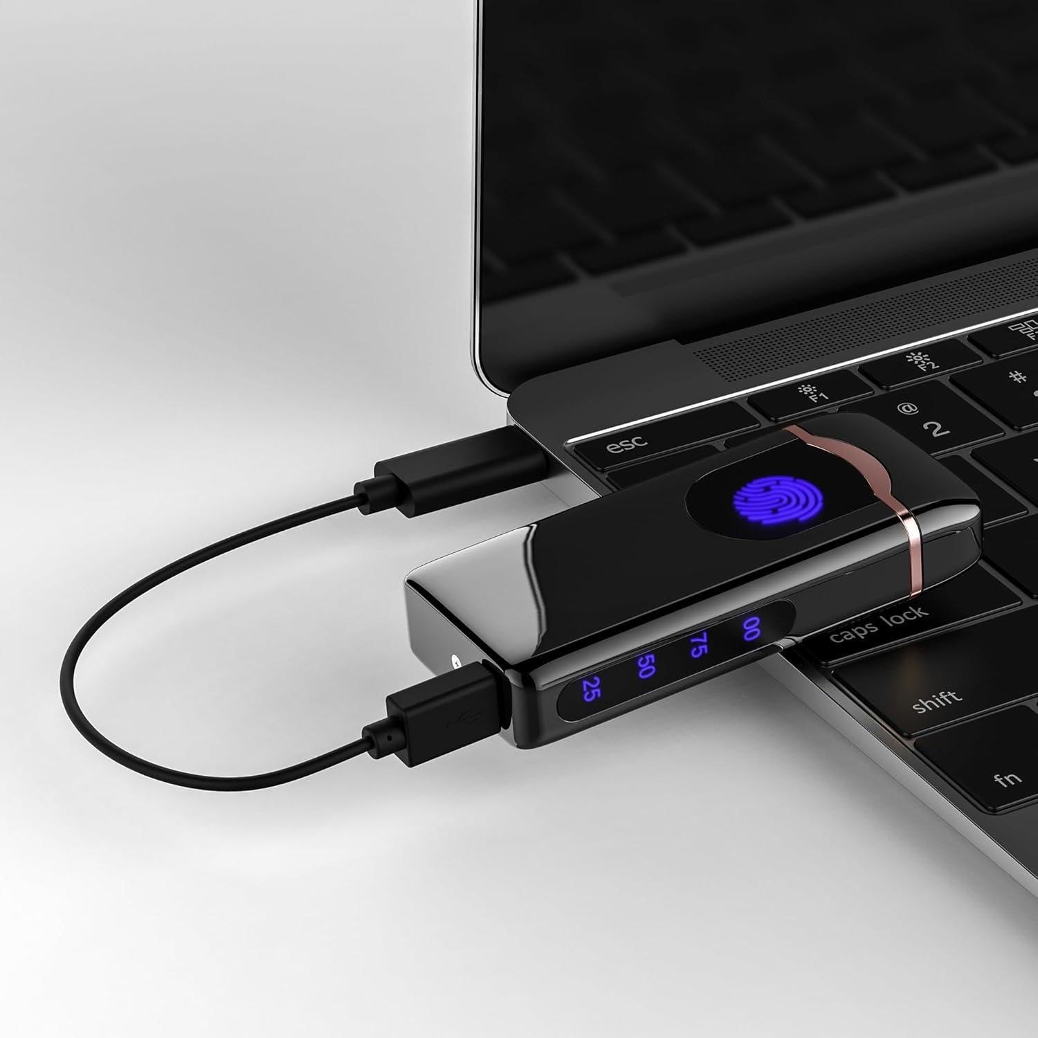 Encendedor de Plasma Triple Arco Lesbri Recargable USB Negro
