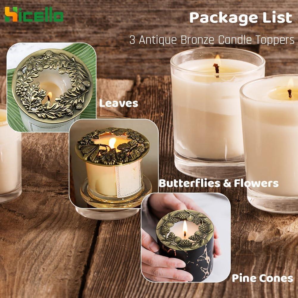 Toppers de Vela de Metal Hicello 3PCS Bronce Antiguo 8.2cm