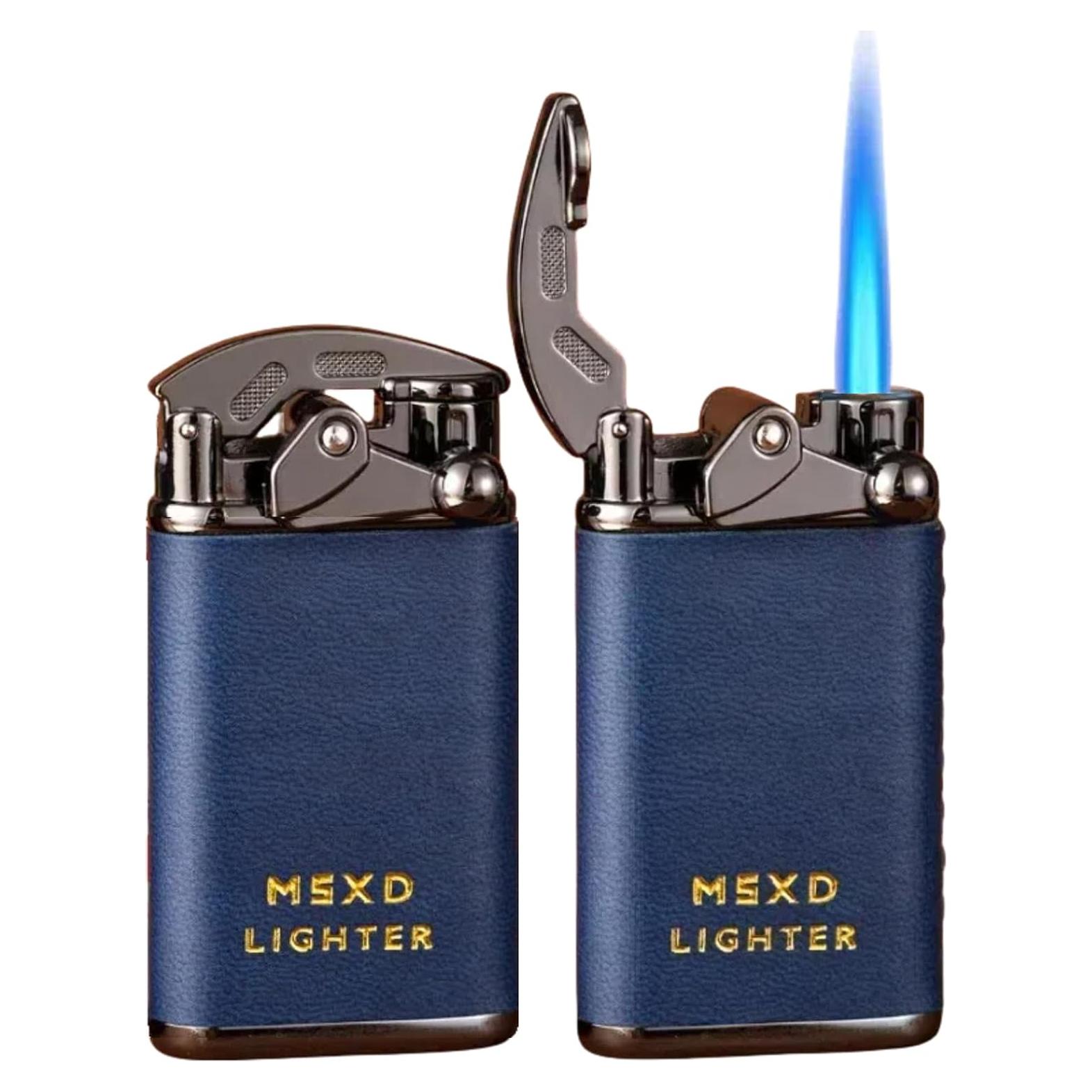 Encendedor de Butano NINSI Retro Azul, Recargable y a Prueba de Viento