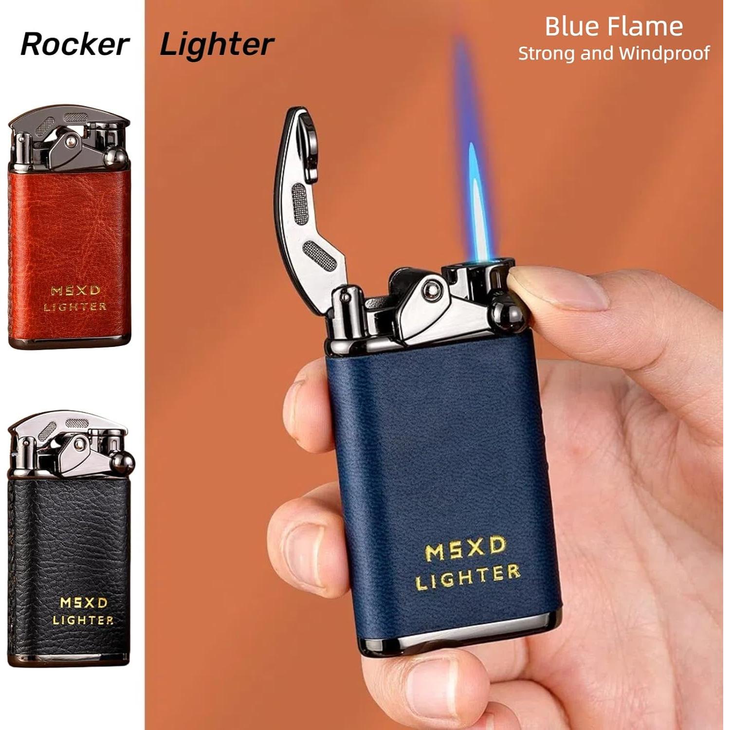 Encendedor de Butano NINSI Retro Azul, Recargable y a Prueba de Viento