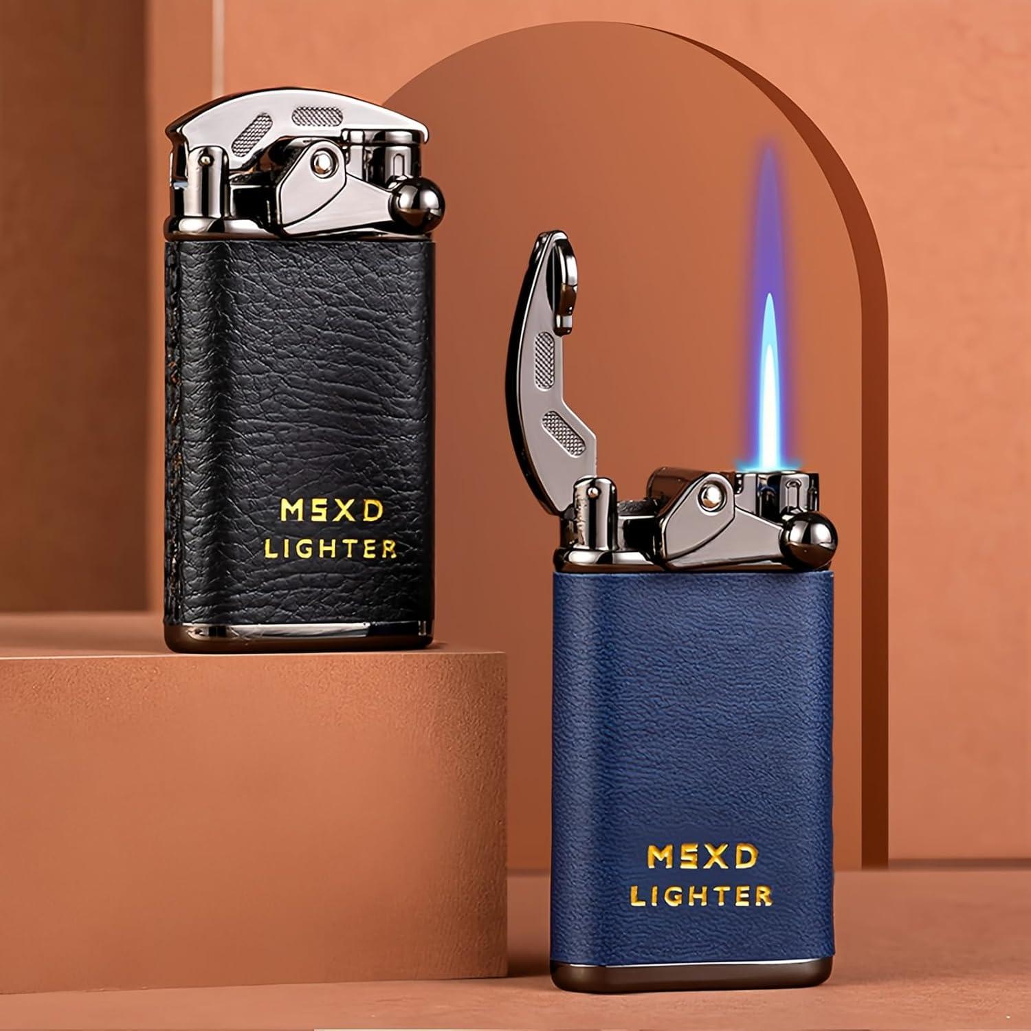 Encendedor de Butano NINSI Retro Azul, Recargable y a Prueba de Viento