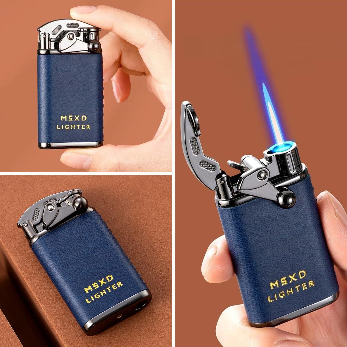 Encendedor de Butano NINSI Retro Azul, Recargable y a Prueba de Viento