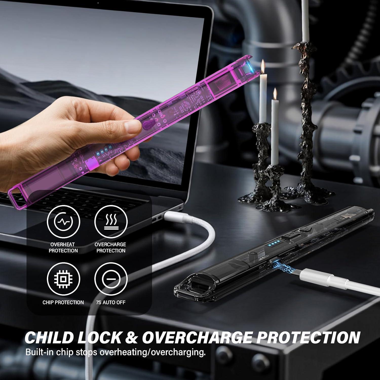 Paquete de 2 Encendedores Eléctricos Banghe 20.1 cm Recargables USB