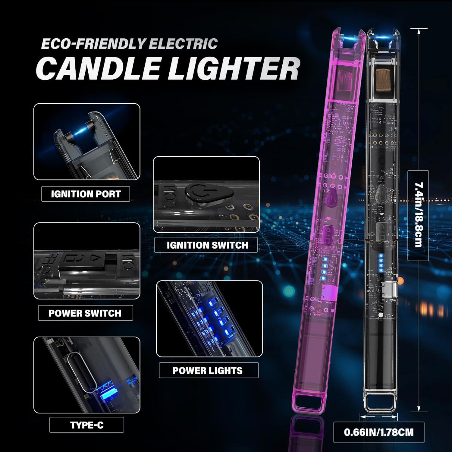 Paquete de 2 Encendedores Eléctricos Banghe 20.1 cm Recargables USB