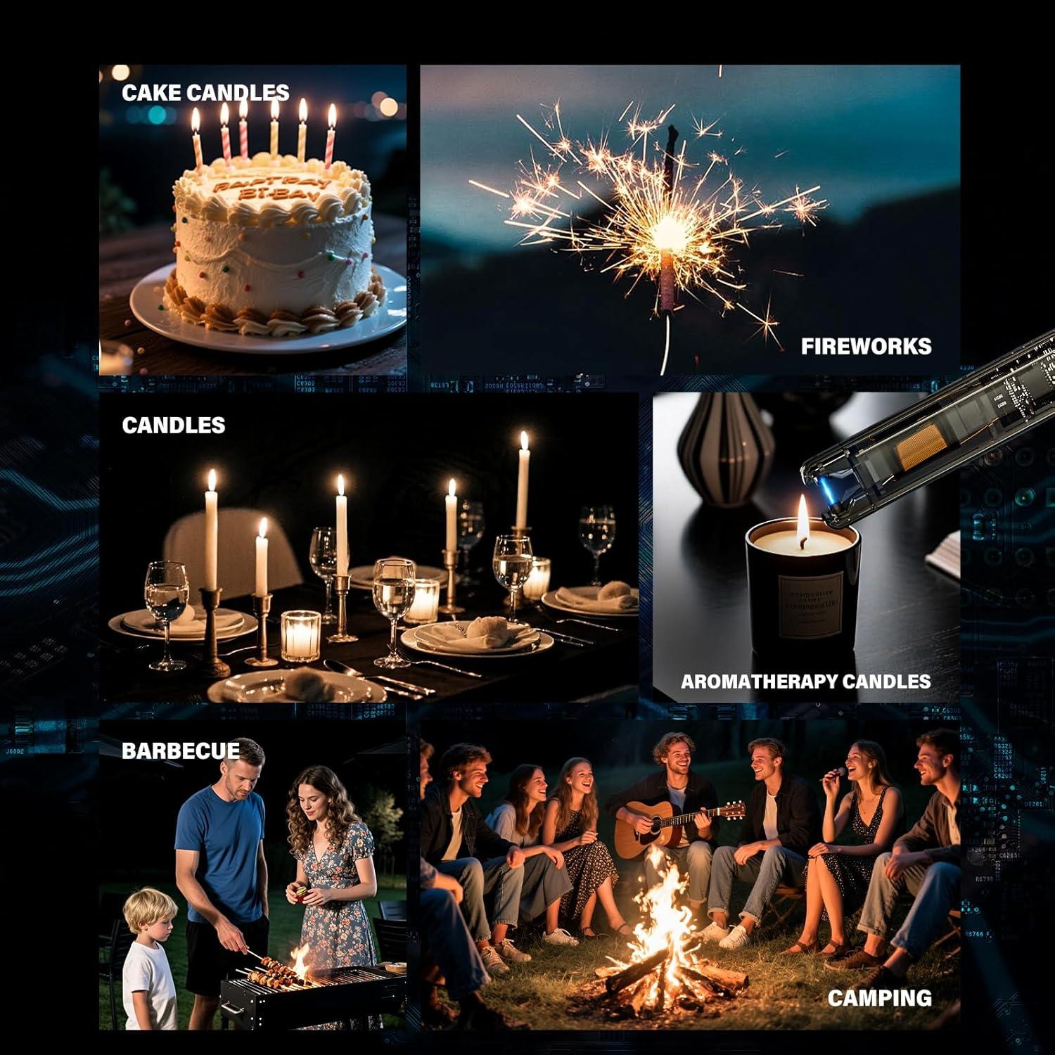 Paquete de 2 Encendedores Eléctricos Banghe 20.1 cm Recargables USB