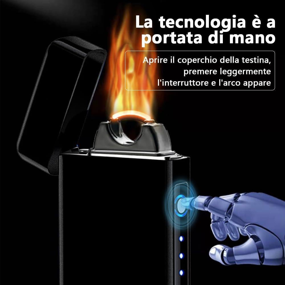Encendedor Eléctrico Recargable YOZWOO Doble Arco 220mAh Negro