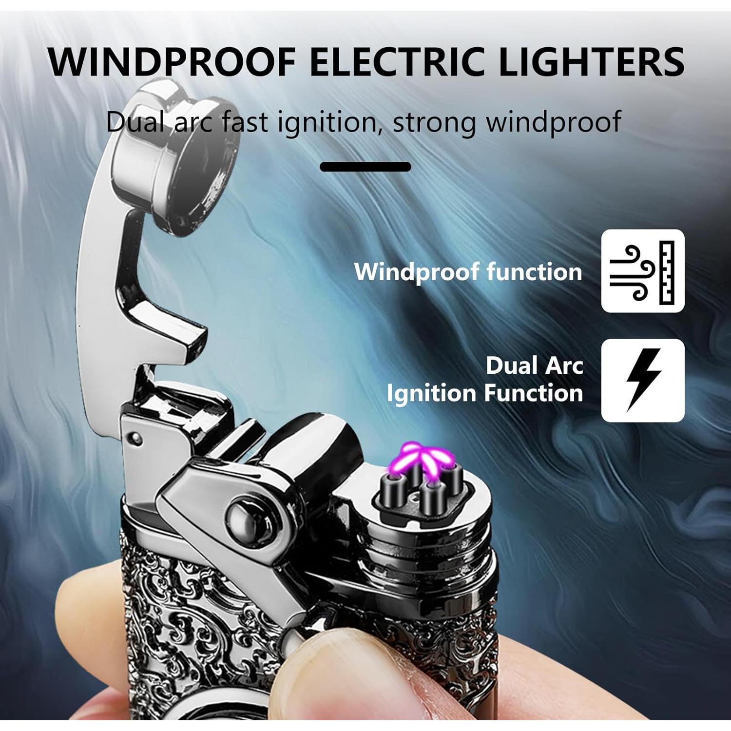 Encendedor Eléctrico Recargable TIKIUKI Plasma Doble Arco Negro