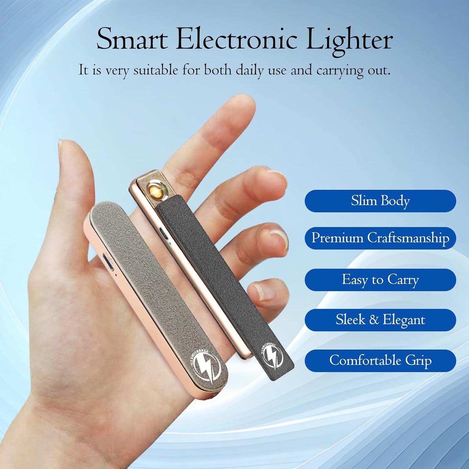 Encendedor Eléctrico Recargable ILLUMICHARGE Negro Mate/Oro Rosa