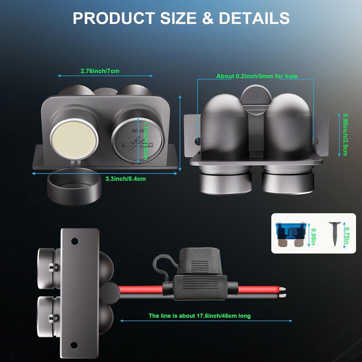 Toma de Mechero 12V Doble Salida con Cargador USB QC3.0