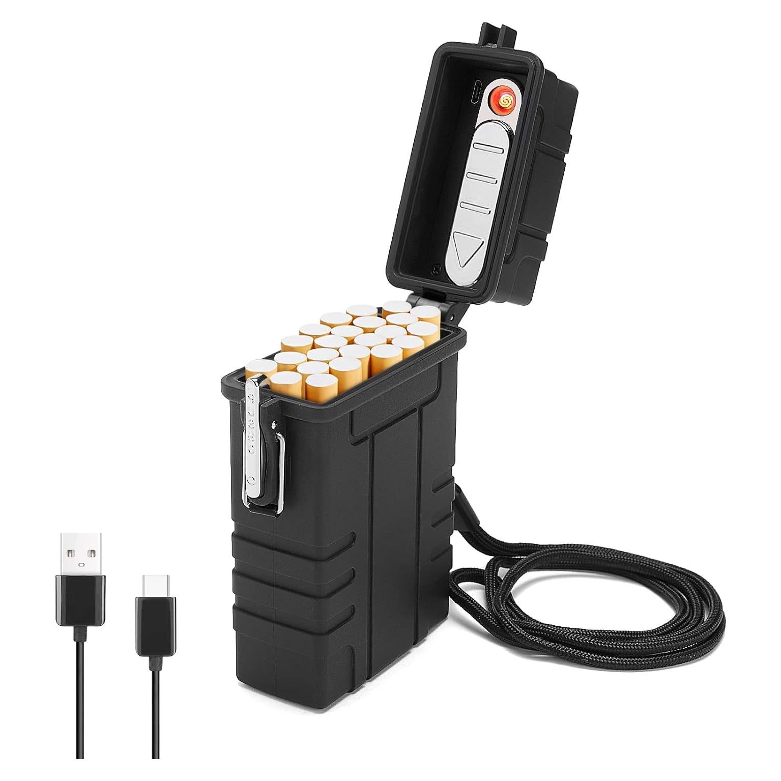 Estuche para Cigarrillos SOMGEM con Encendedor Eléctrico USB 20pcs
