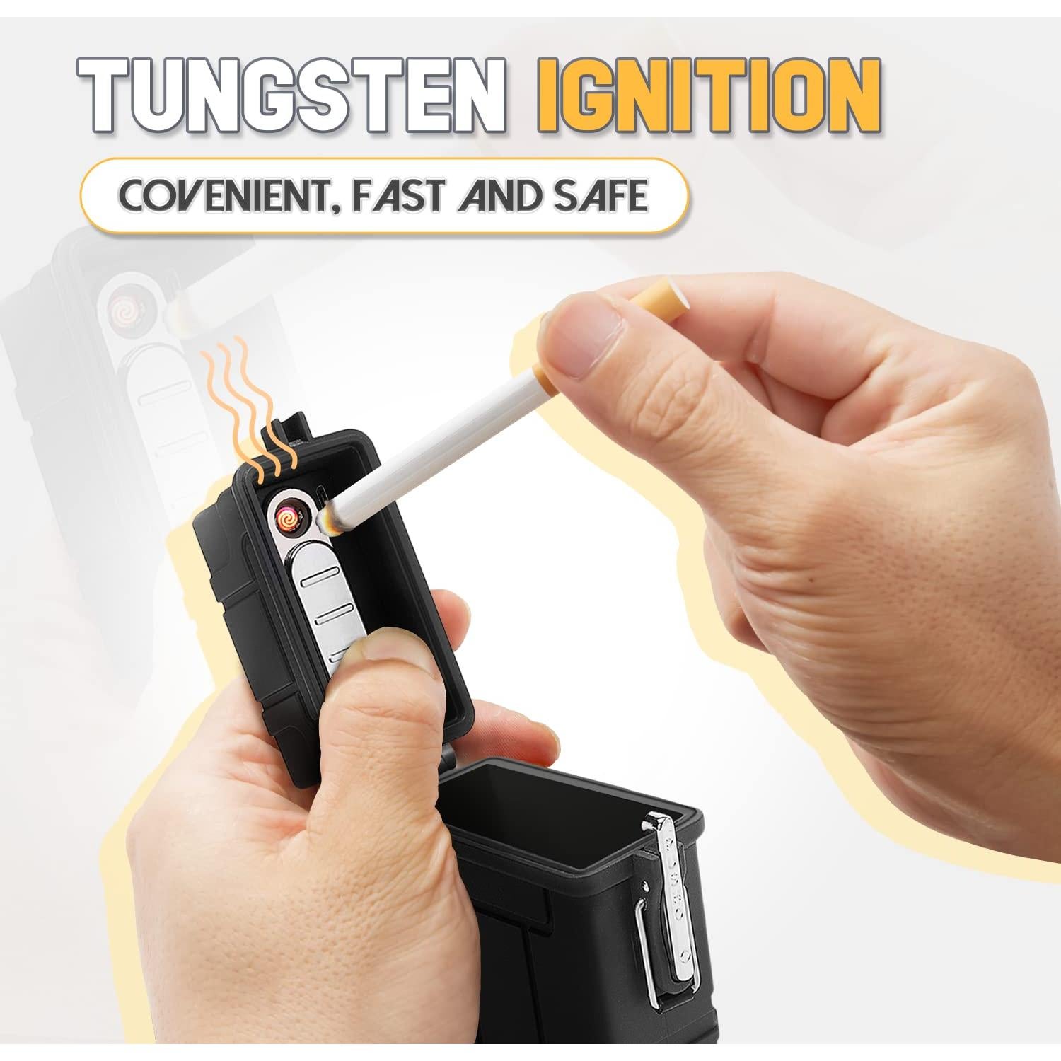 Estuche para Cigarrillos SOMGEM con Encendedor Eléctrico USB 20pcs