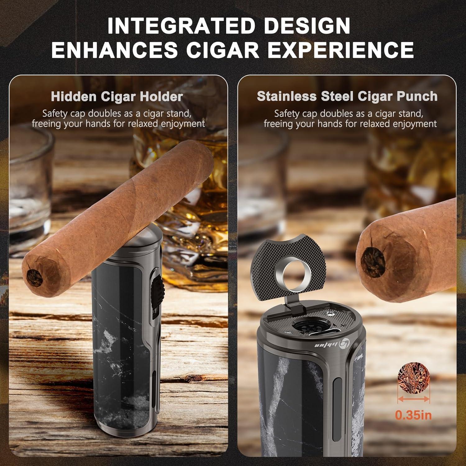 Encendedor de Cigarros LIHTUN Eléctrico Triple Llama Negro