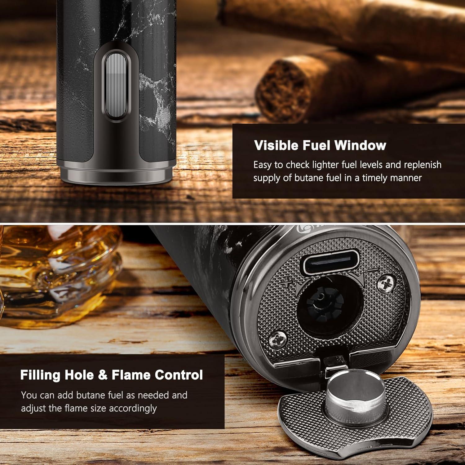 Encendedor de Cigarros LIHTUN Eléctrico Triple Llama Negro