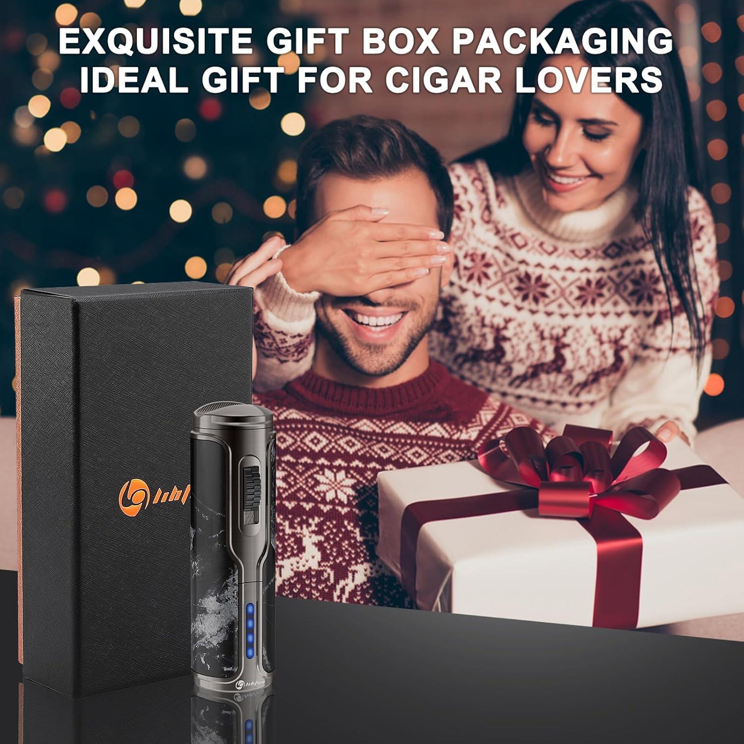 Encendedor de Cigarros LIHTUN Eléctrico Triple Llama Negro