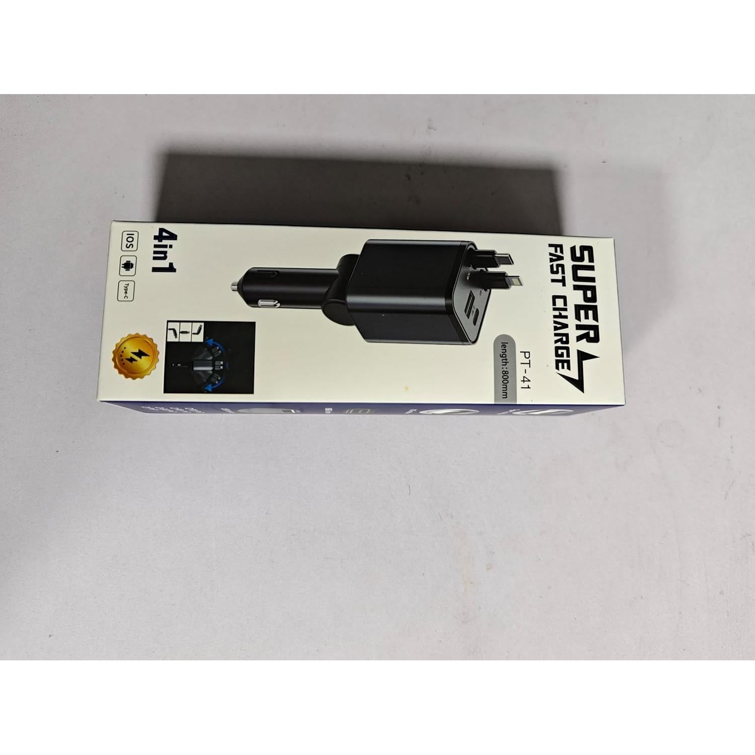 Cargador de Coche USB C 69W Retráctil con 2 Cables