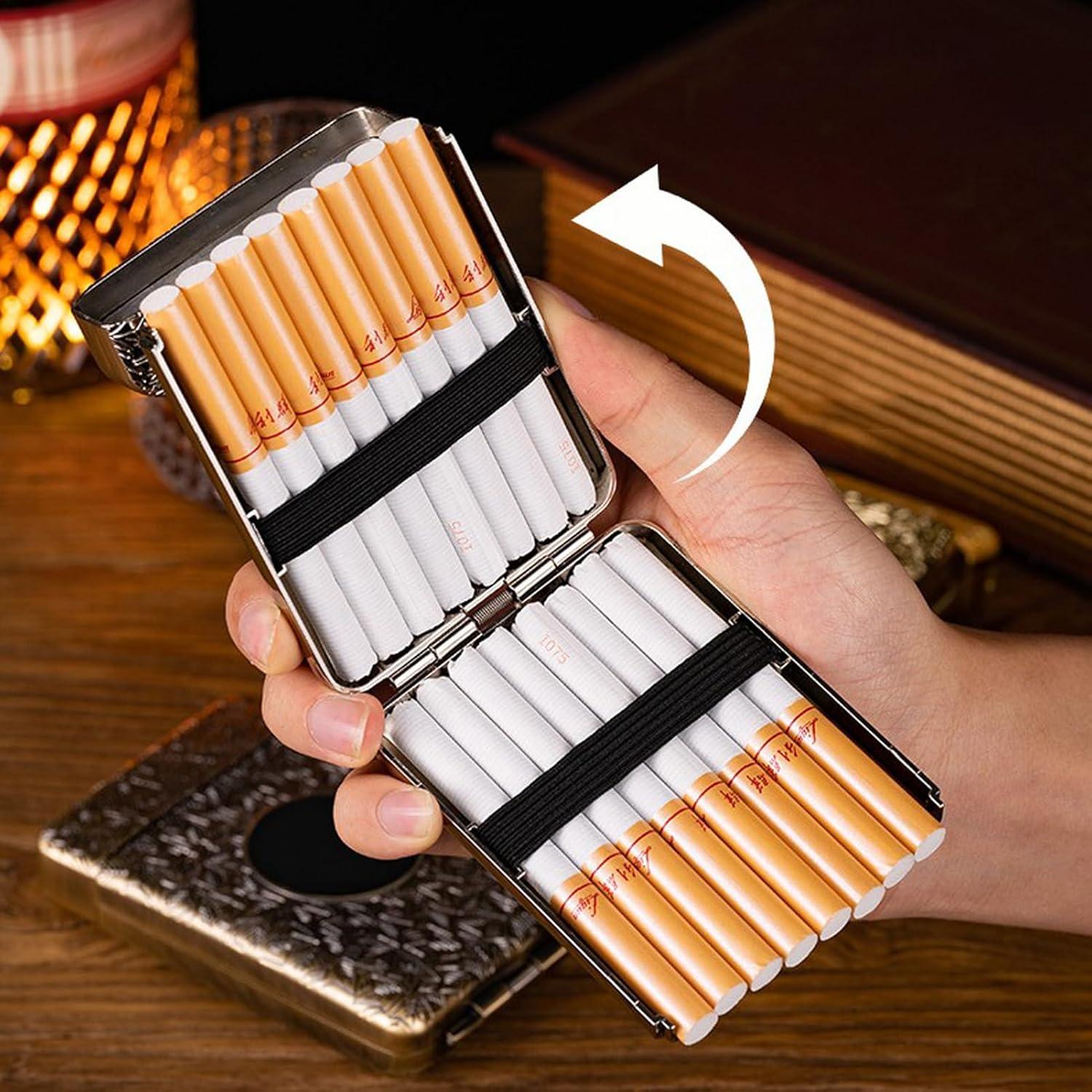 Estuche de Cigarrillos con Encendedor USB CKKC 2 en 1 Plata
