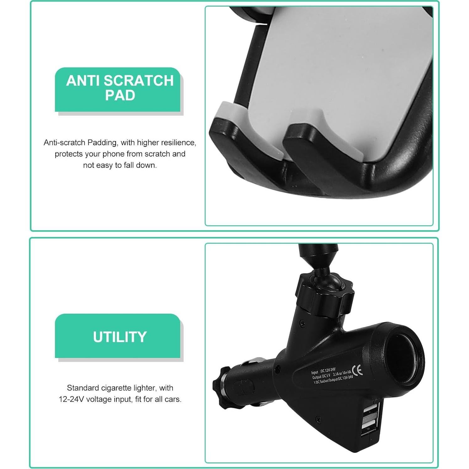 Soporte para Teléfono Veemoon + Cargador de Coche Dual USB