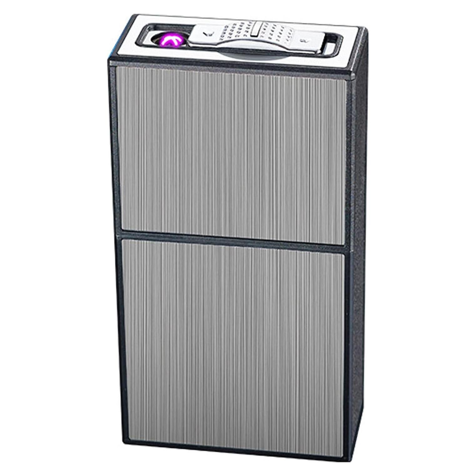 Estuche para Cigarrillos CKC con Encendedor Doble Arco USB Negro