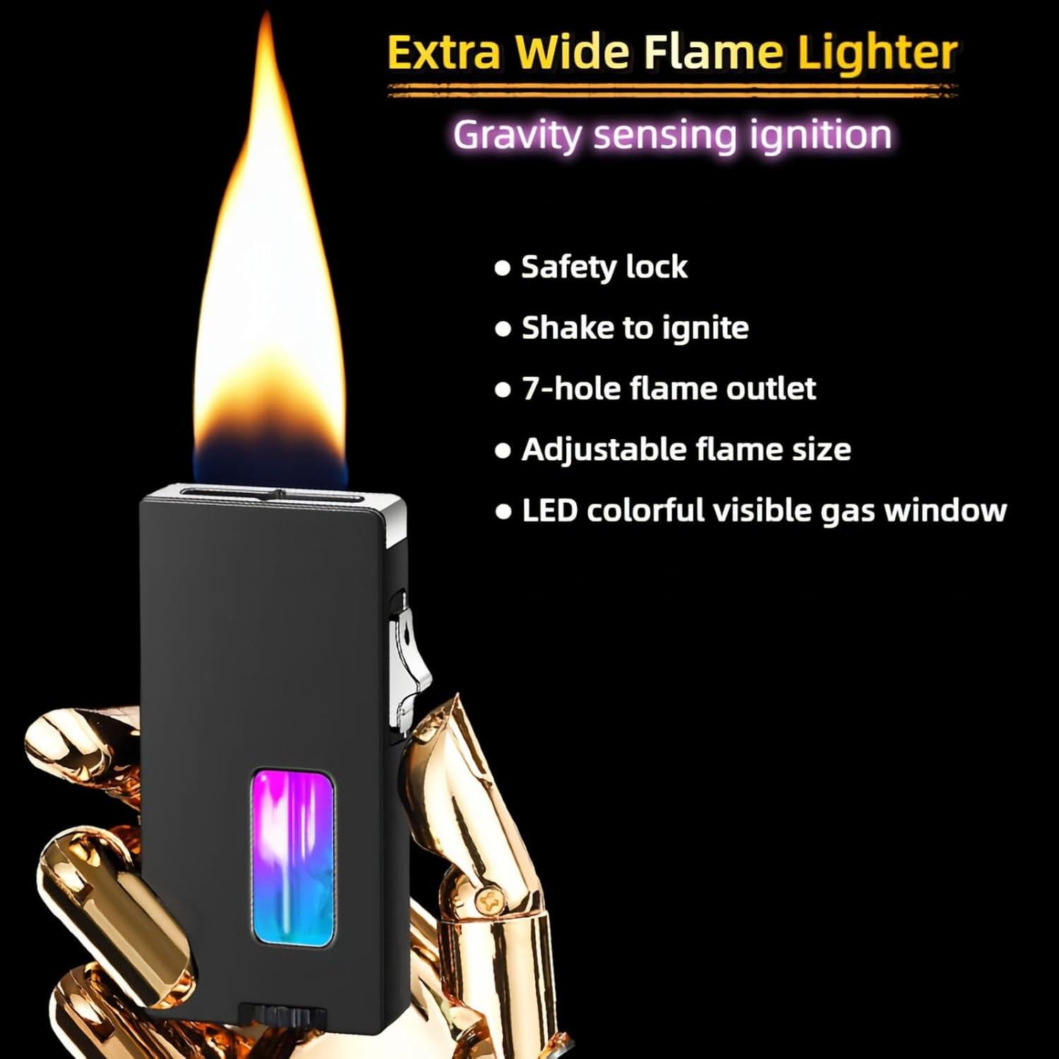 Encendedor Recargable NINSI Azul con Llama Ancha y Sensor de Gravedad