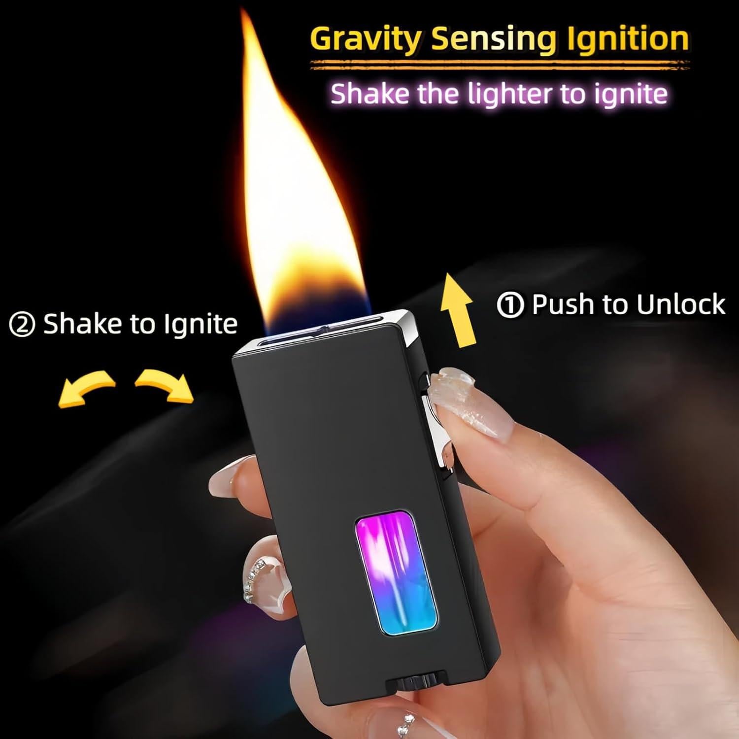 Encendedor Recargable NINSI Azul con Llama Ancha y Sensor de Gravedad