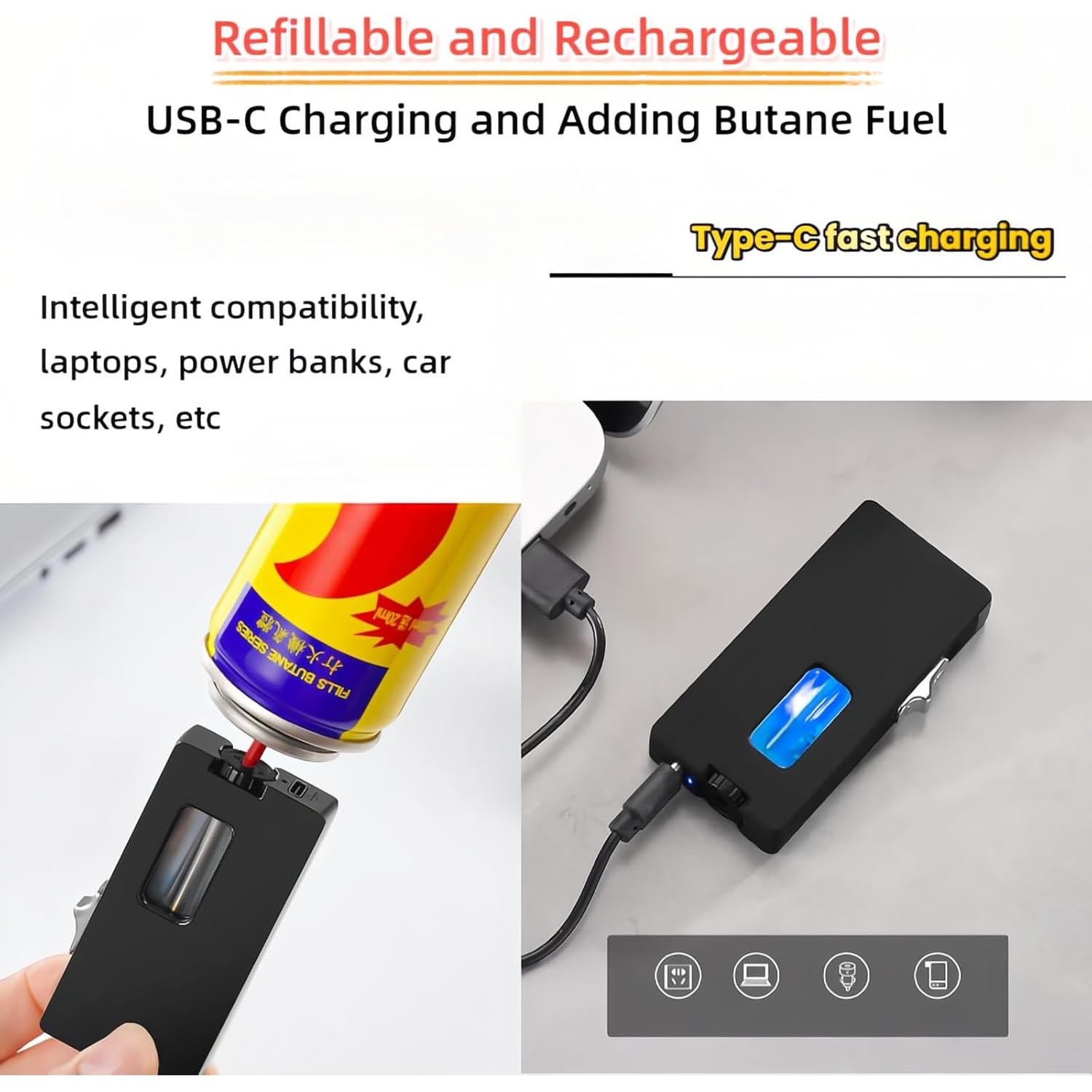 Encendedor Recargable NINSI Azul con Llama Ancha y Sensor de Gravedad