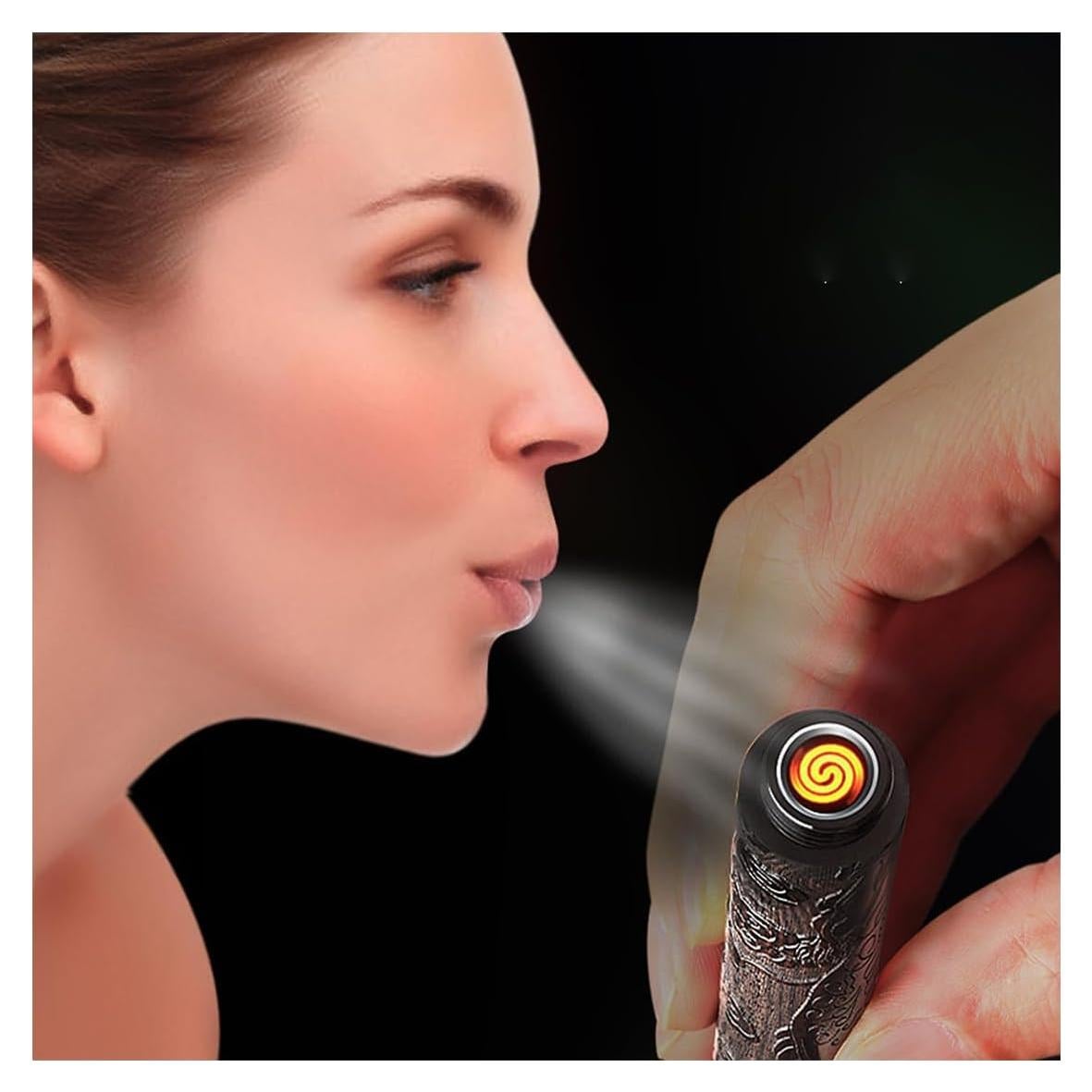 Encendedor eléctrico recargable Dhjovate de madera dragón