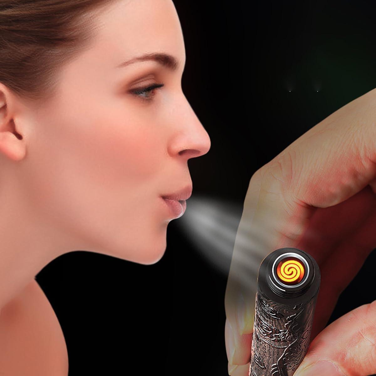 Encendedor eléctrico recargable Dhjovate de madera dragón