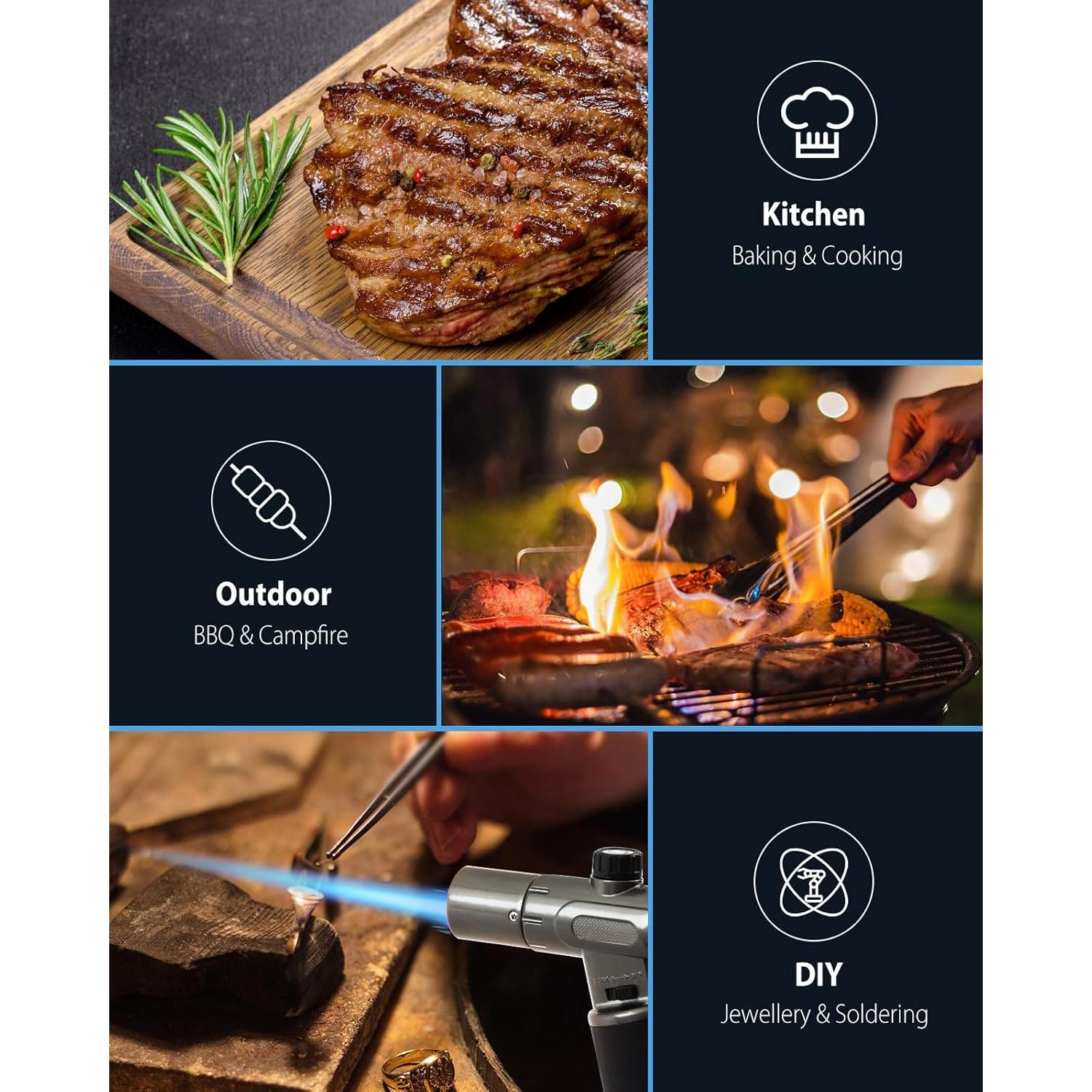 Soplete de Cocina RONXS Recargable Doble Llama Ajustable