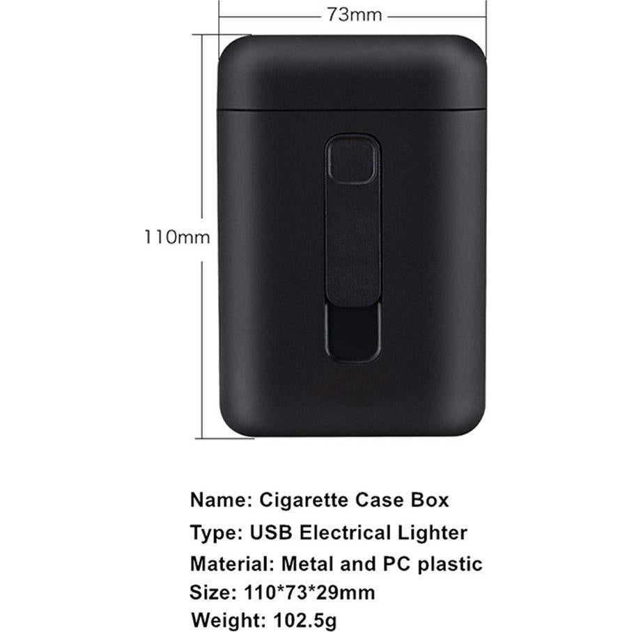 Estuche para Cigarrillos con Encendedor Eléctrico USB 2 en 1 Negro
