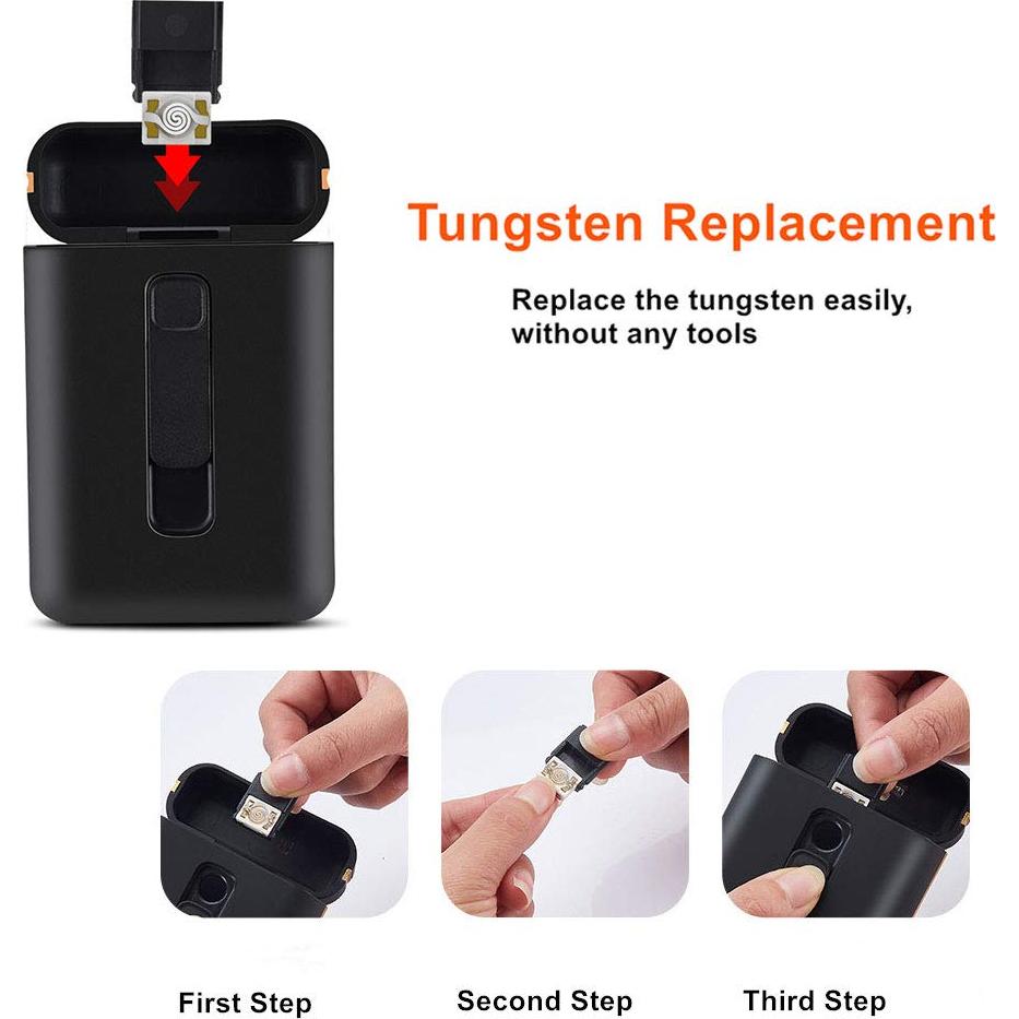 Estuche para Cigarrillos con Encendedor Eléctrico USB 2 en 1 Negro