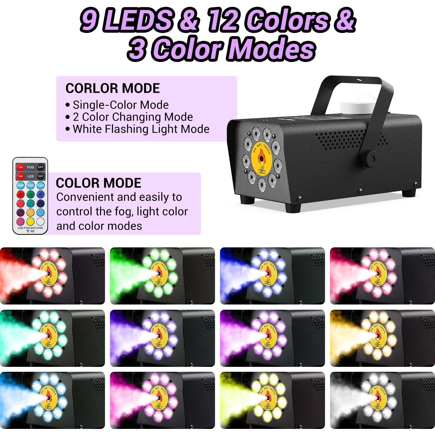 Máquina de Niebla Theefun 900W 2500 CFM 9 LEDs Control Remoto