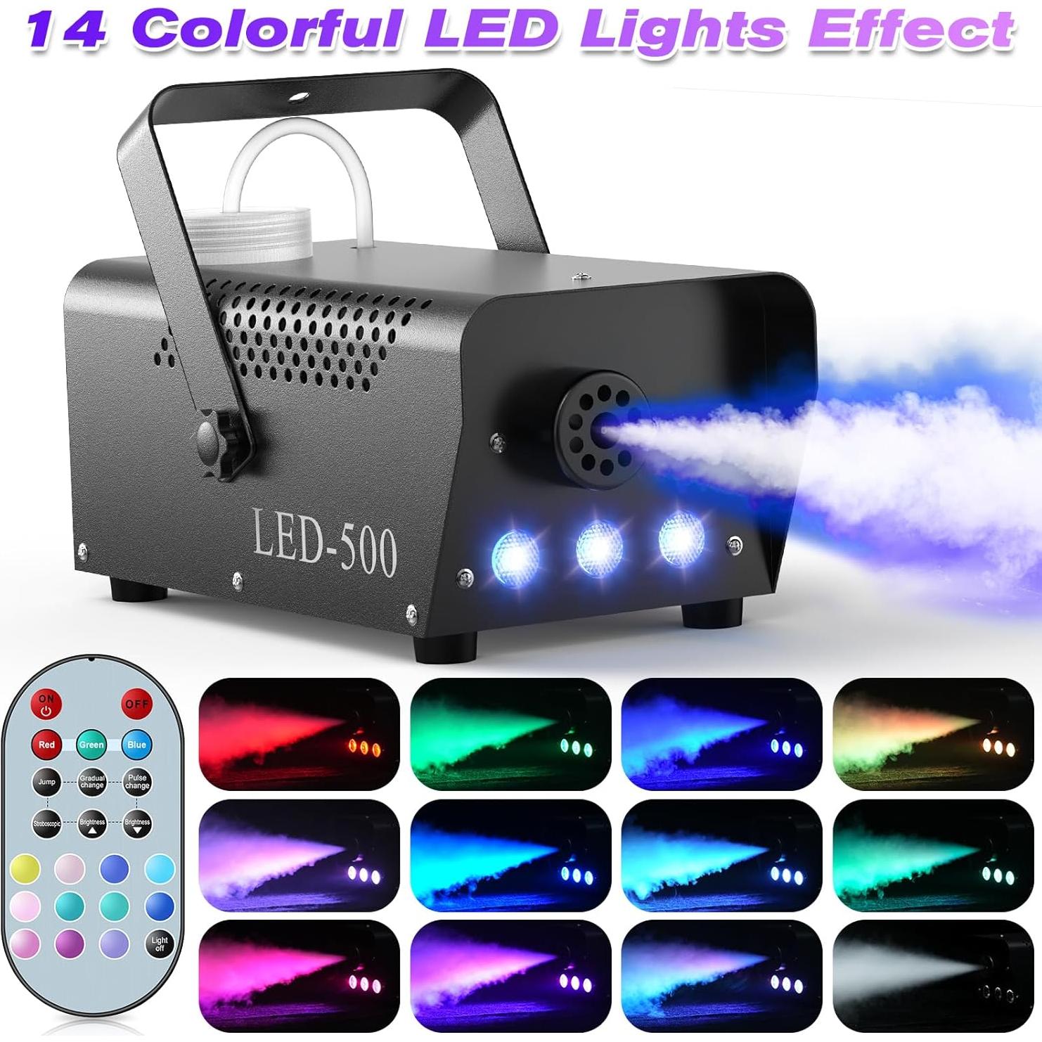 Máquina de Niebla 500W Oloaxolx con 14 Efectos LED y Control Remoto