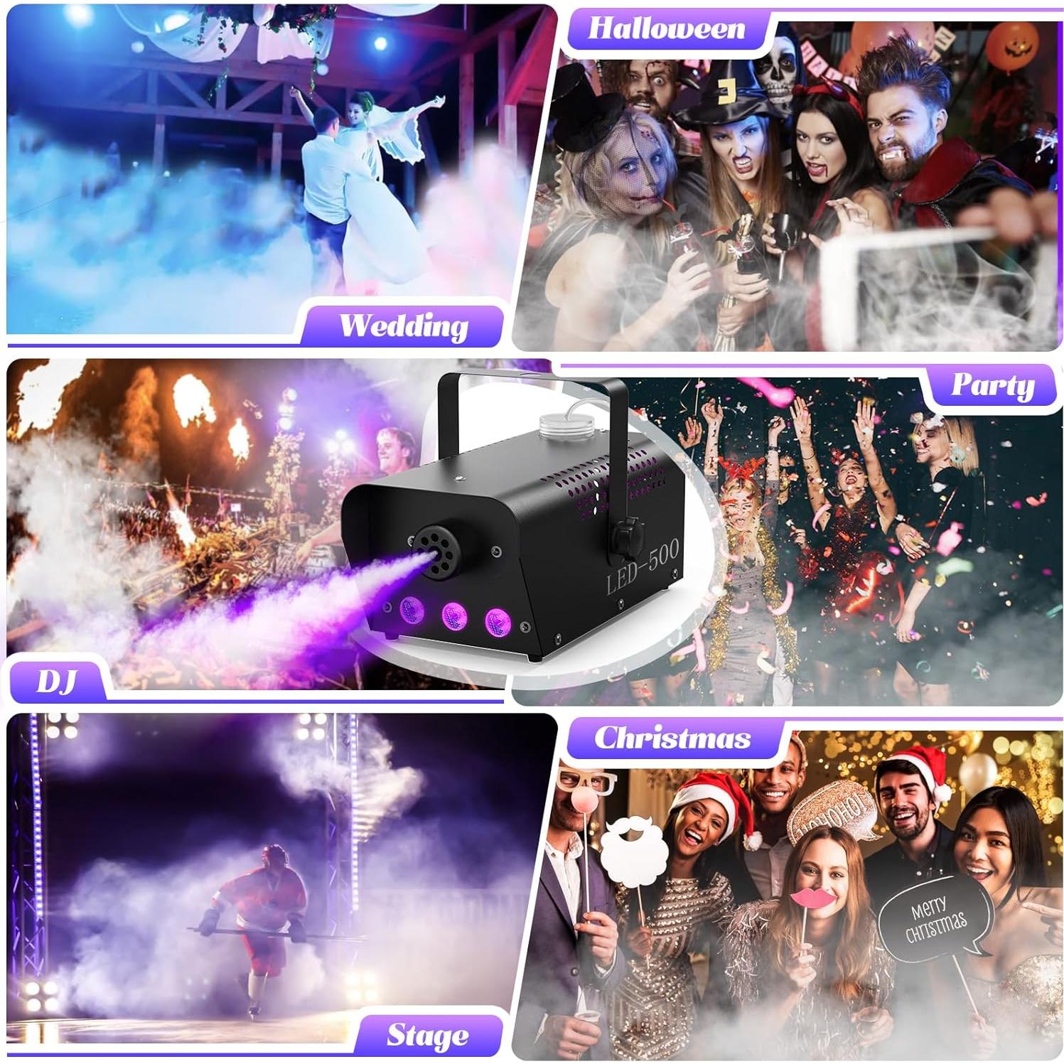 Máquina de Niebla 500W Oloaxolx con 14 Efectos LED y Control Remoto