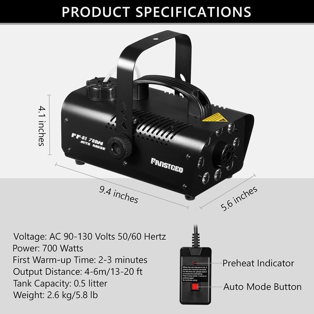 Máquina de Niebla FANSTGEQ FF-03 con 8 Luces LED 700W