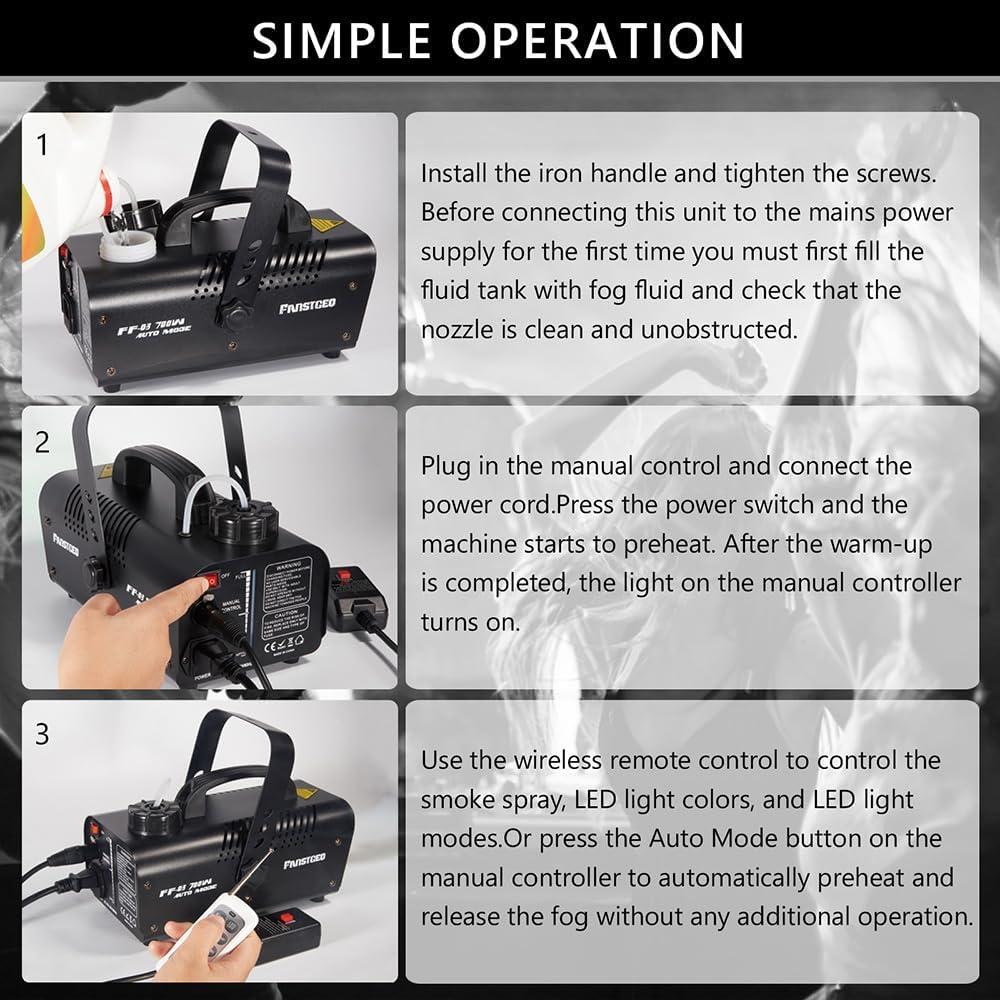 Máquina de Niebla FANSTGEQ FF-03 con 8 Luces LED 700W