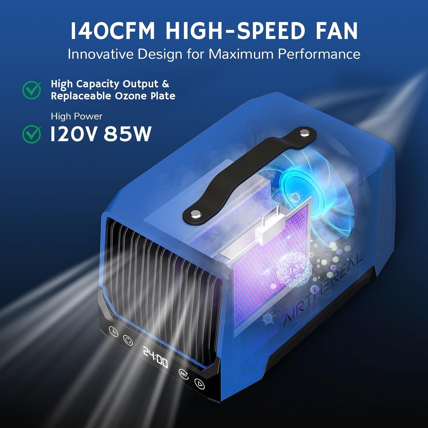 Generador de Ozono Airthereal DA25, 60,000mg/h, Portátil Azul