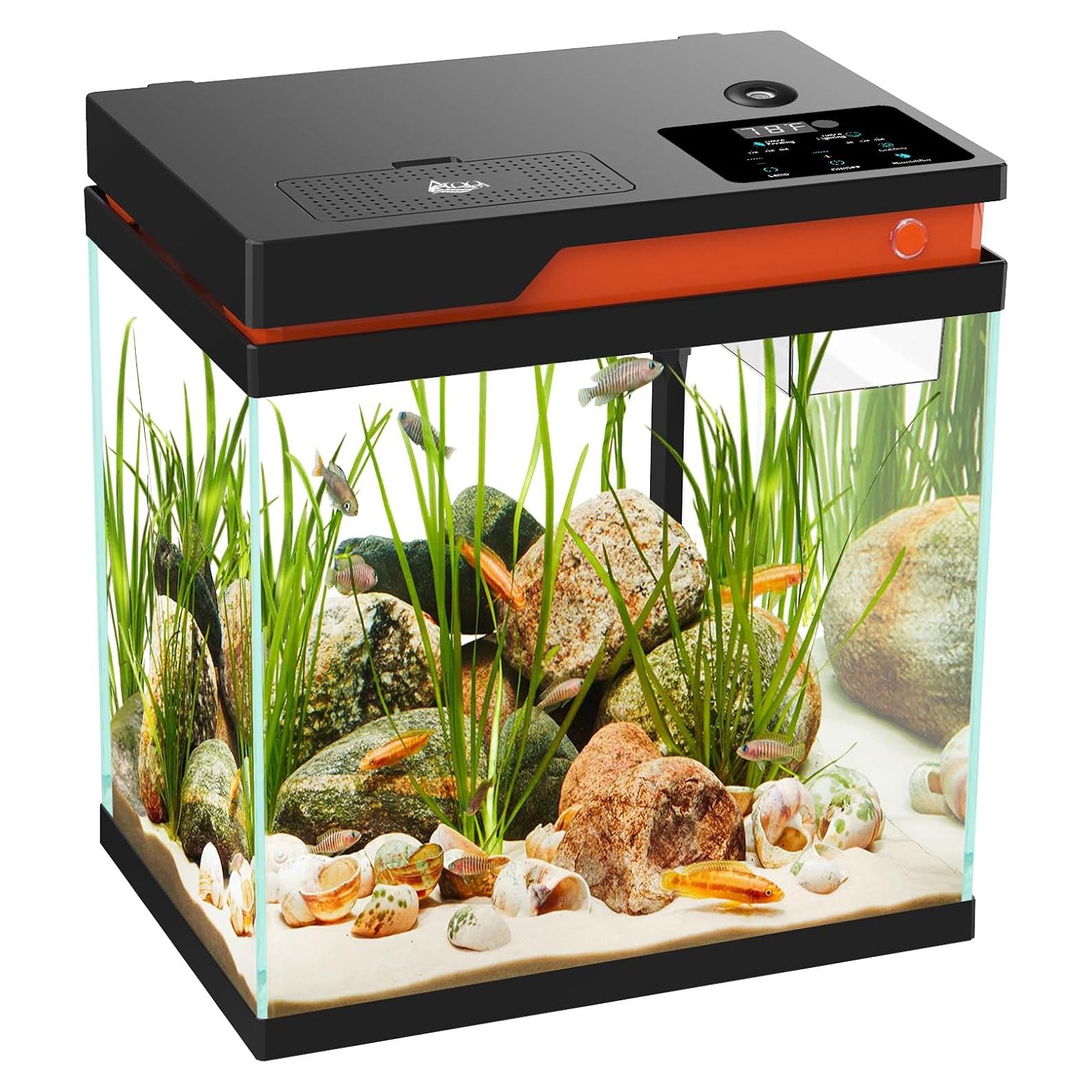 Kit Acuario Inteligente AQQA 13.6L Filtración LED 8 Colores