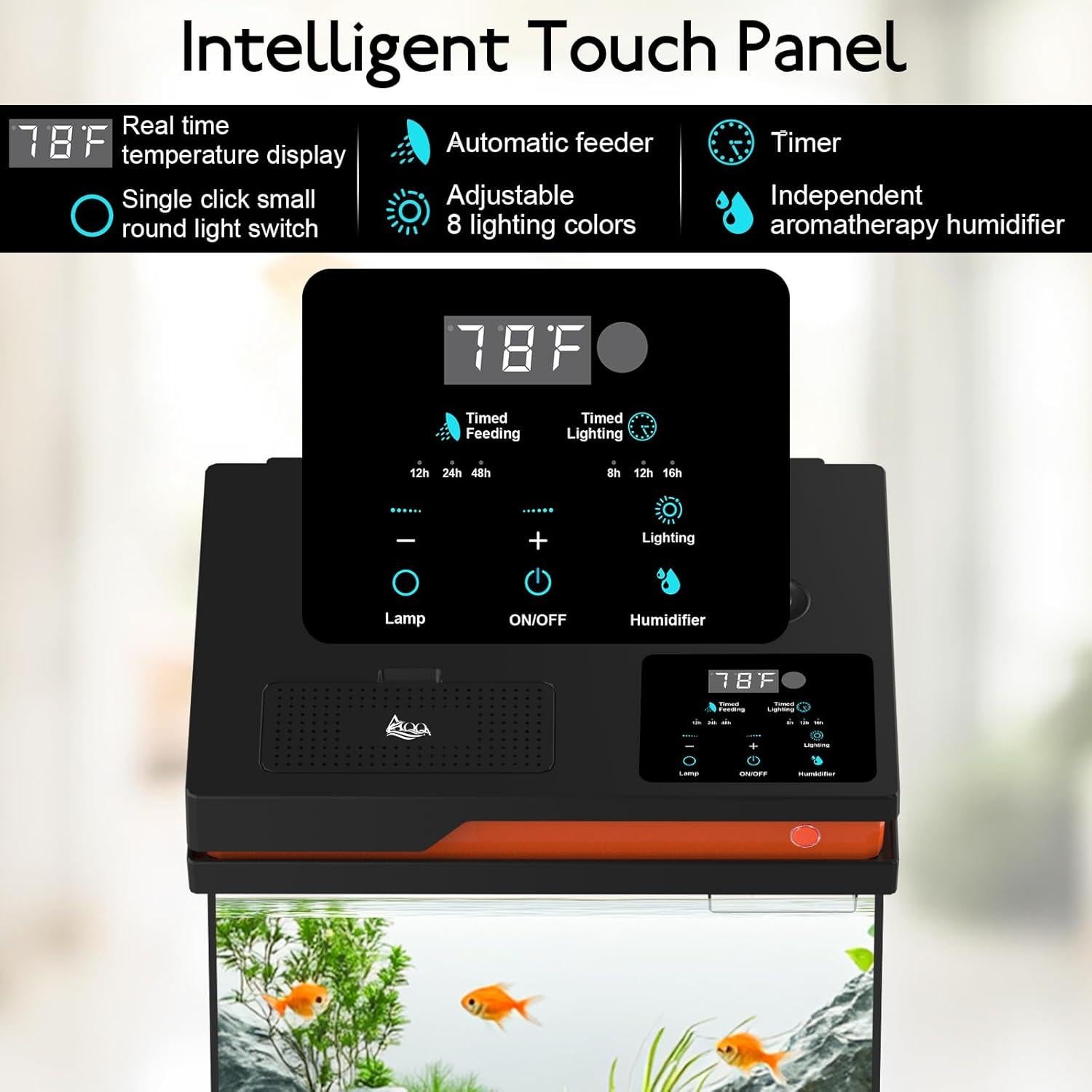 Kit Acuario Inteligente AQQA 13.6L Filtración LED 8 Colores