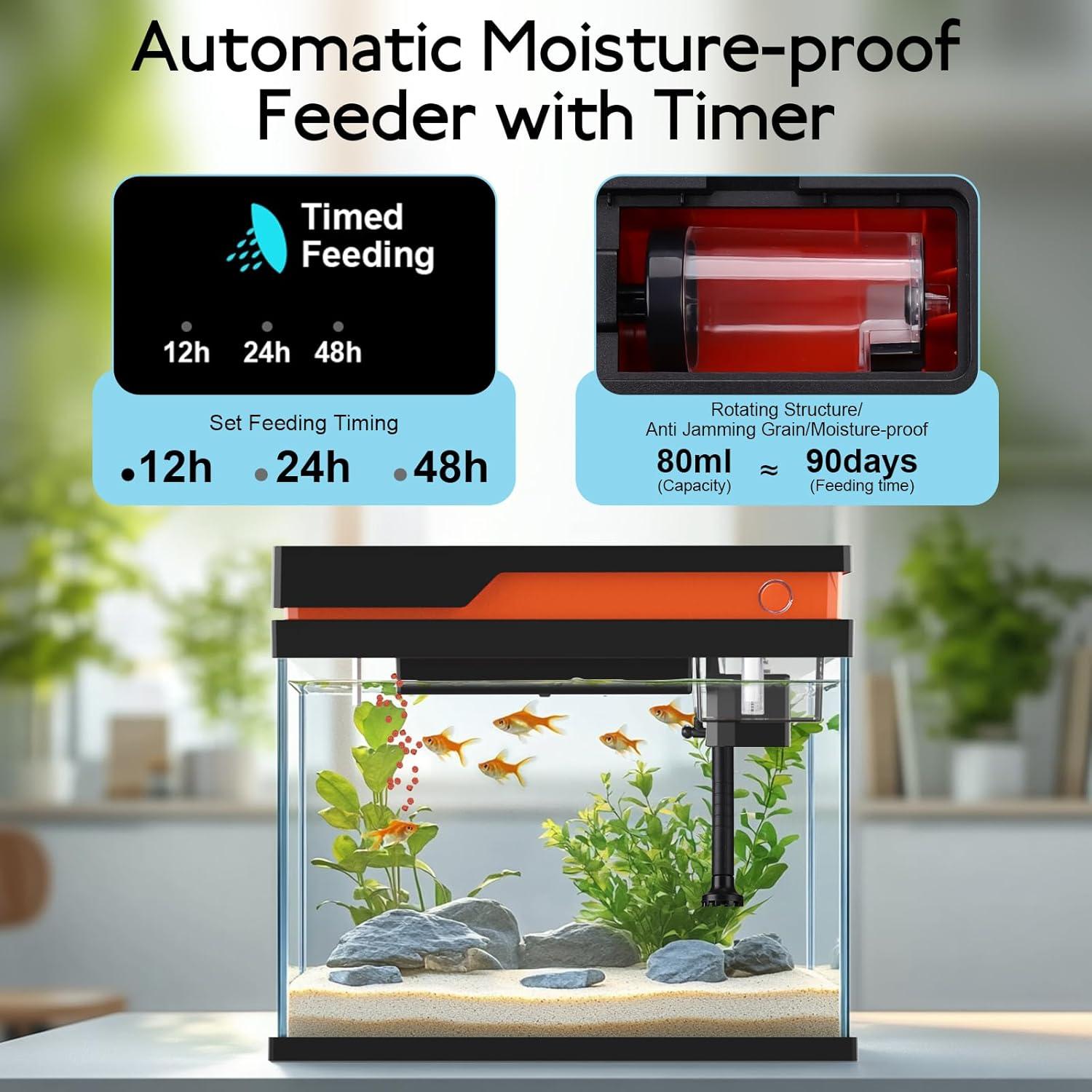 Kit Acuario Inteligente AQQA 13.6L Filtración LED 8 Colores