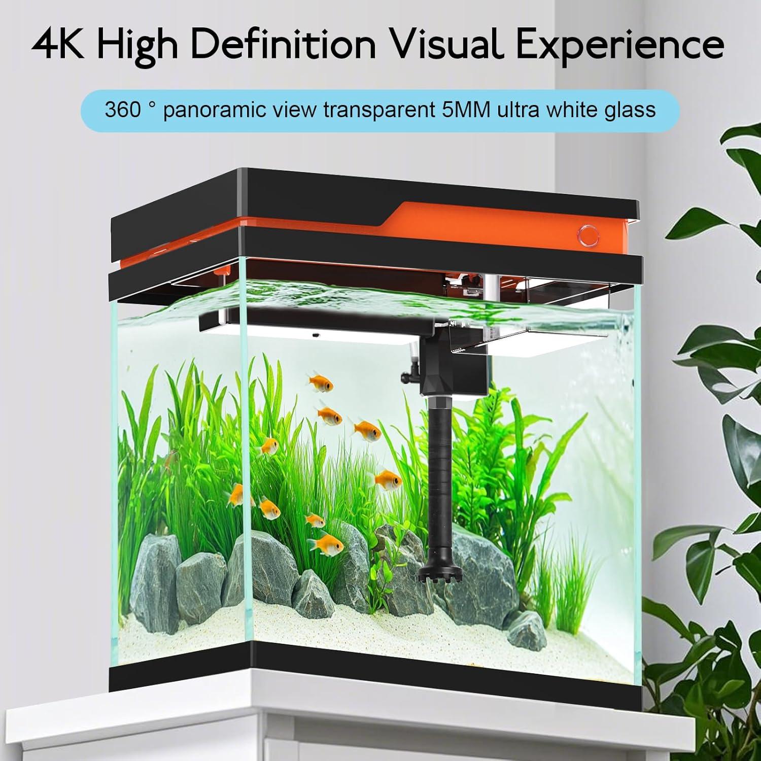 Kit Acuario Inteligente AQQA 13.6L Filtración LED 8 Colores