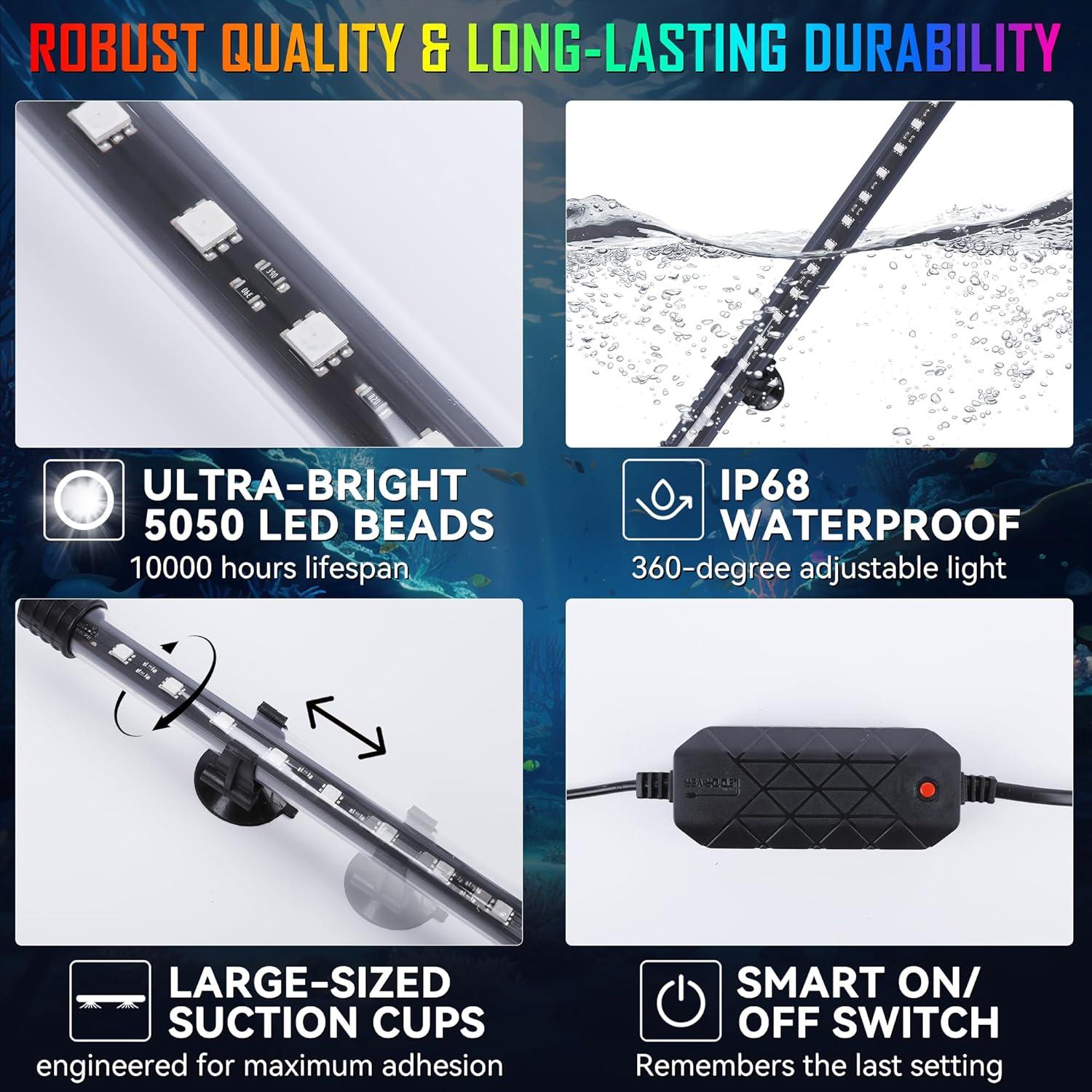 Luz LED de Acuario POZANKI 58.42 cm RGB Control App