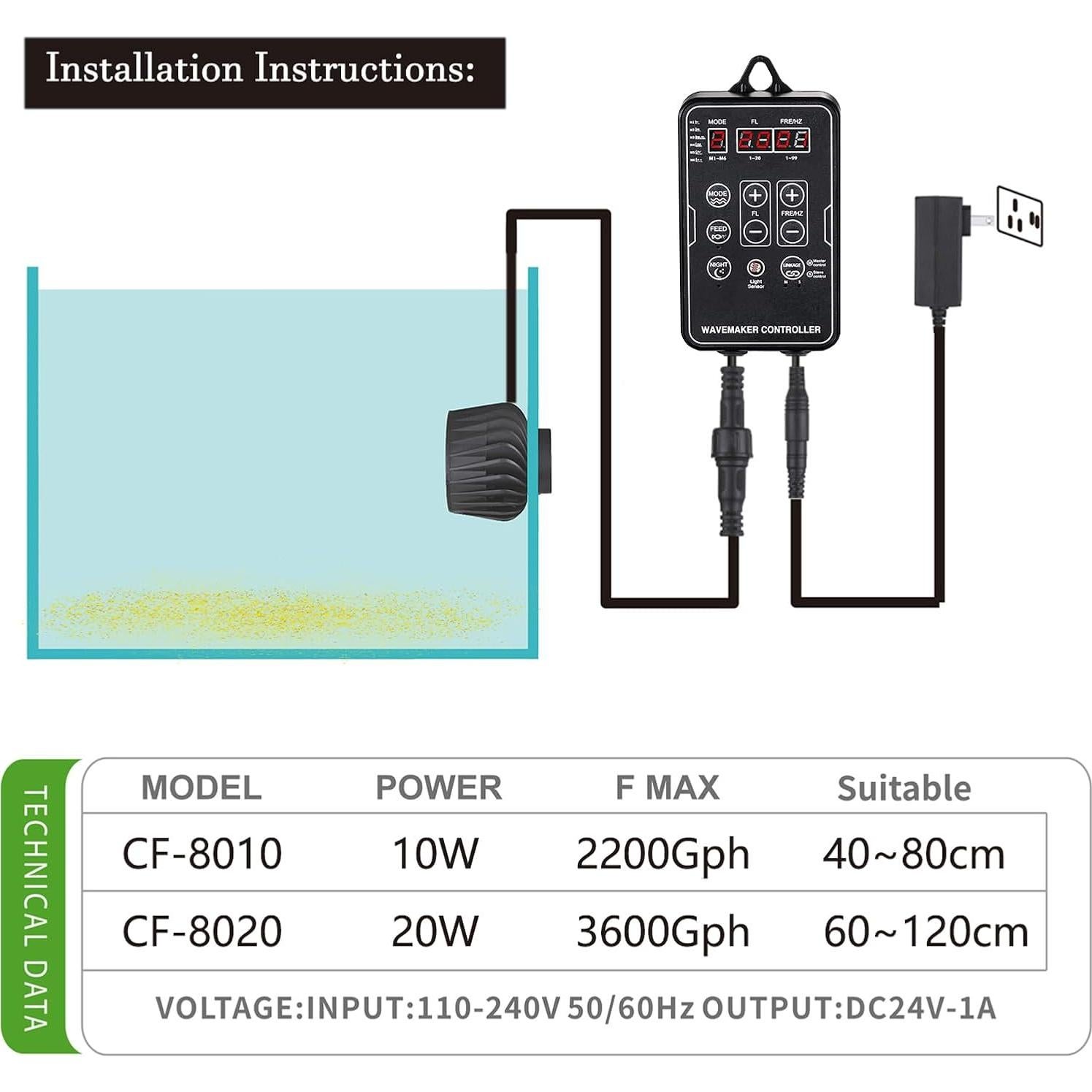 Creador de Olas Magnético Carefree Fish 20W para Acuarios