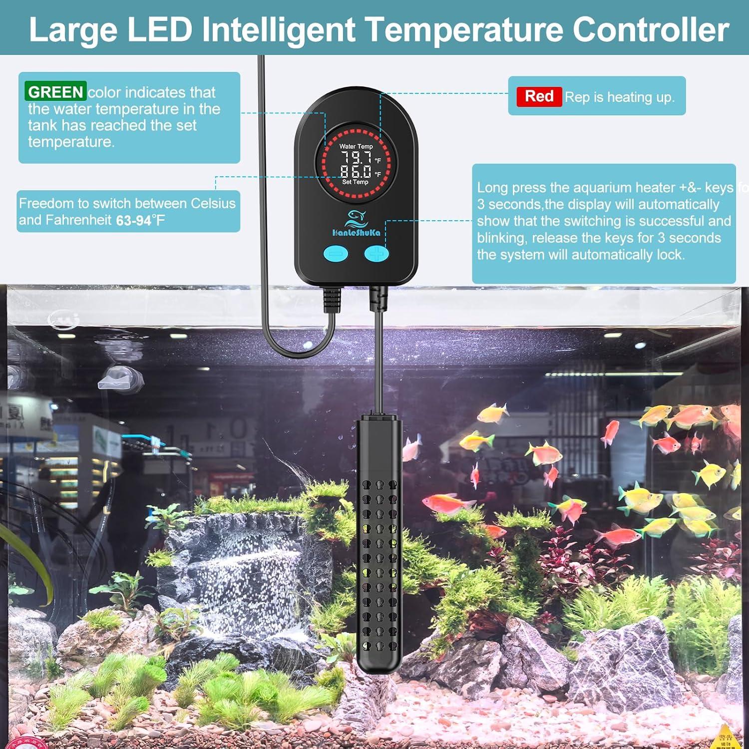 Calentador de Acuario Sumergible 300W HanLeShuKa con Seguridad