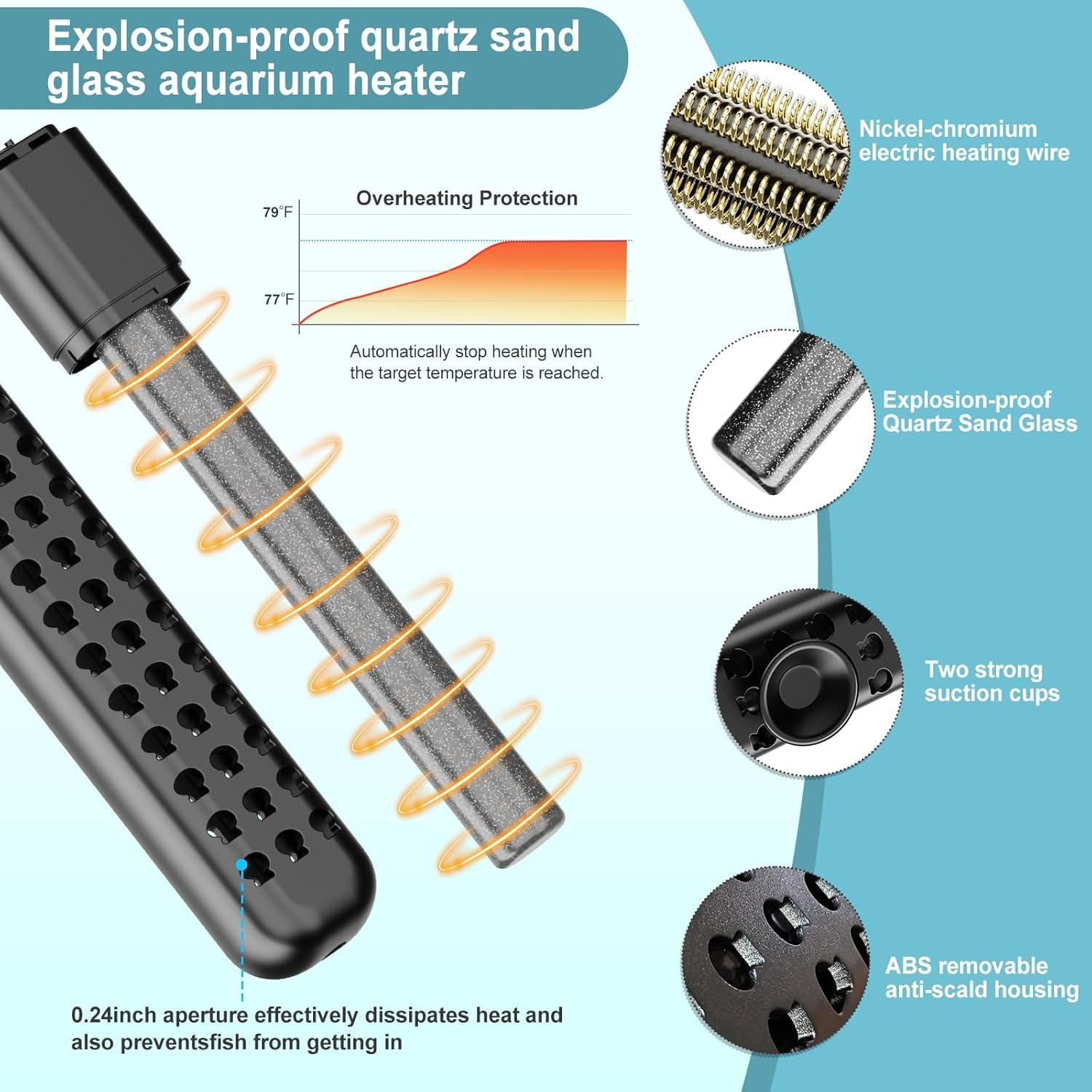 Calentador de Acuario Sumergible 300W HanLeShuKa con Seguridad