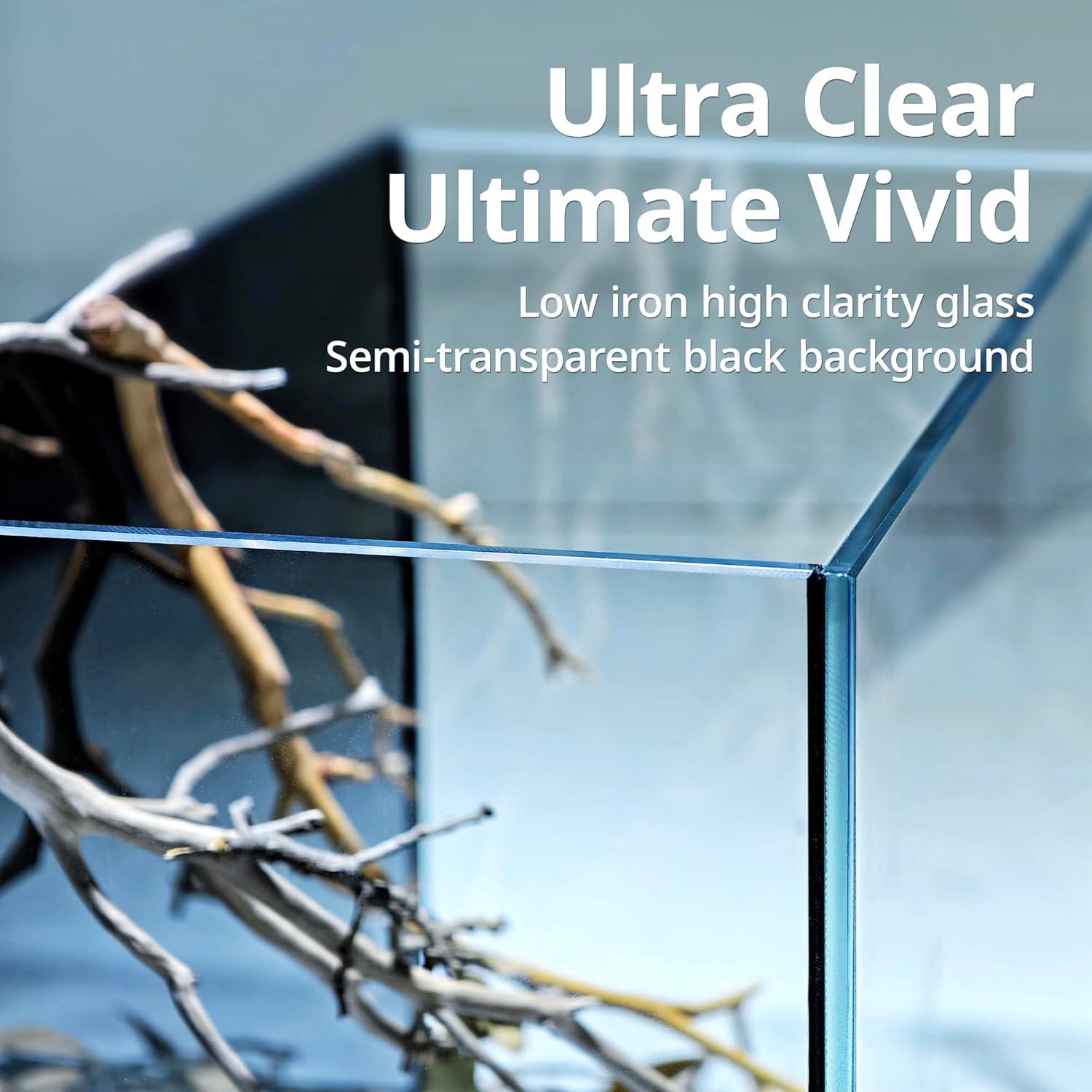 Kit Acuario Natural Nano Nicrew 9.5L con Luz y Filtro Negro