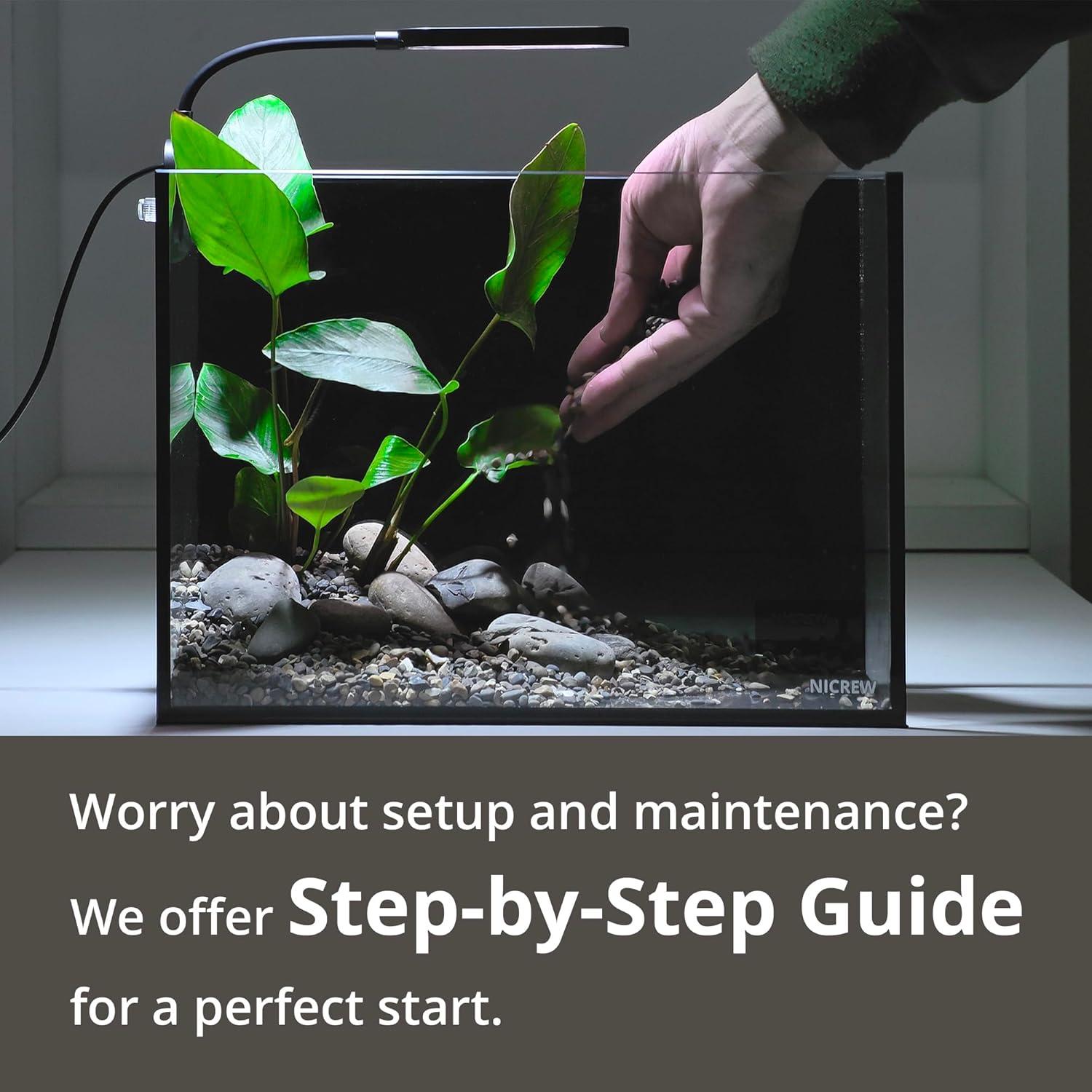 Kit Acuario Natural Nano Nicrew 9.5L con Luz y Filtro Negro