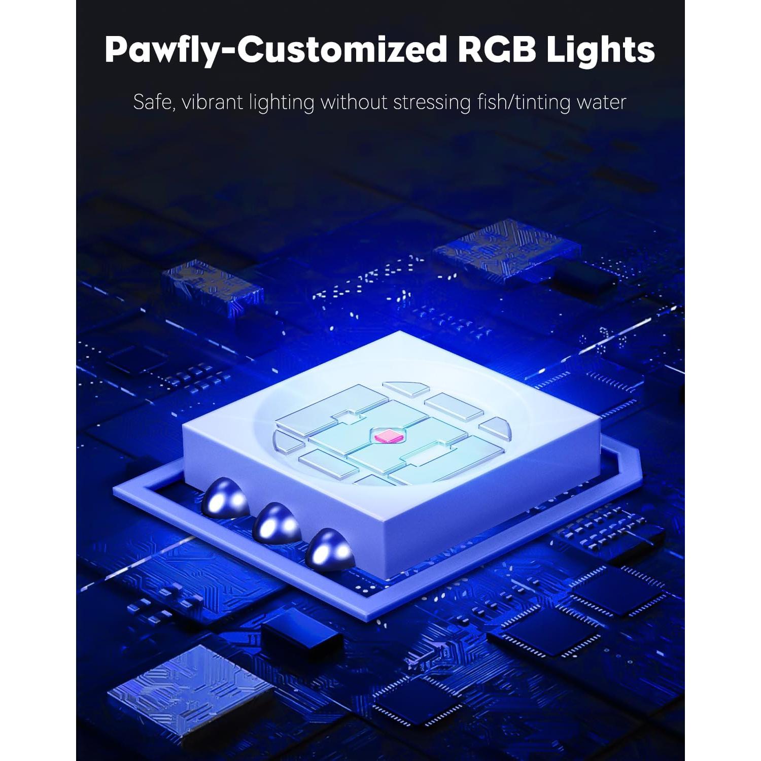 Luz LED Acuática Pawfly 30.48 cm 11 W RGB IPX8 para Acuarios