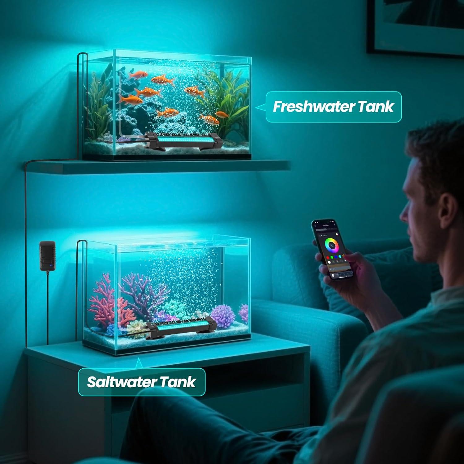 Luz de Burbujeador Acuario SZMiNiLED 2-en-1 RGB Control Remoto