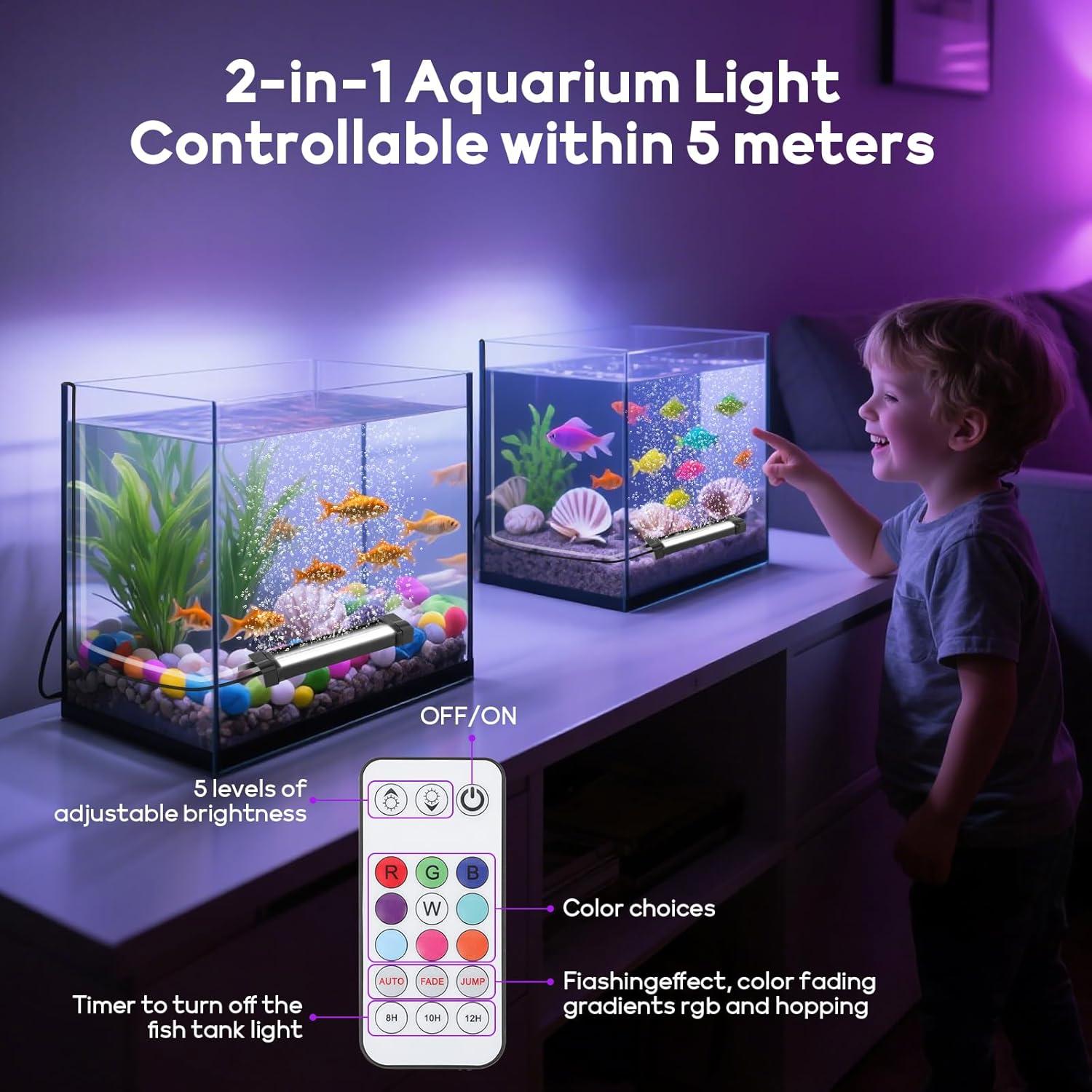 Luz de Burbujeador Acuario SZMiNiLED 2-en-1 RGB Control Remoto