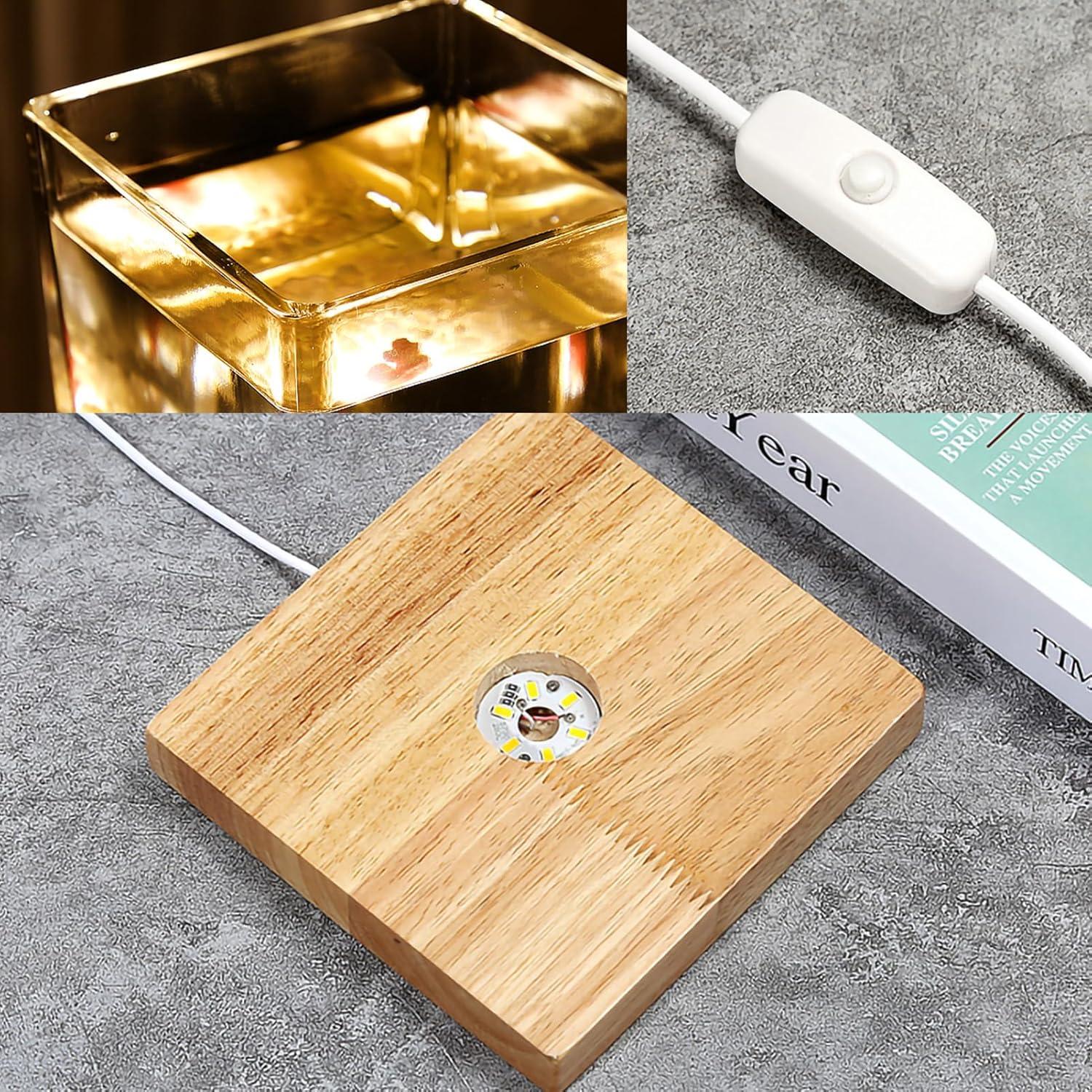 Kit Acuario de Vidrio SARUFO 3.06L con Base de Madera y Luz LED